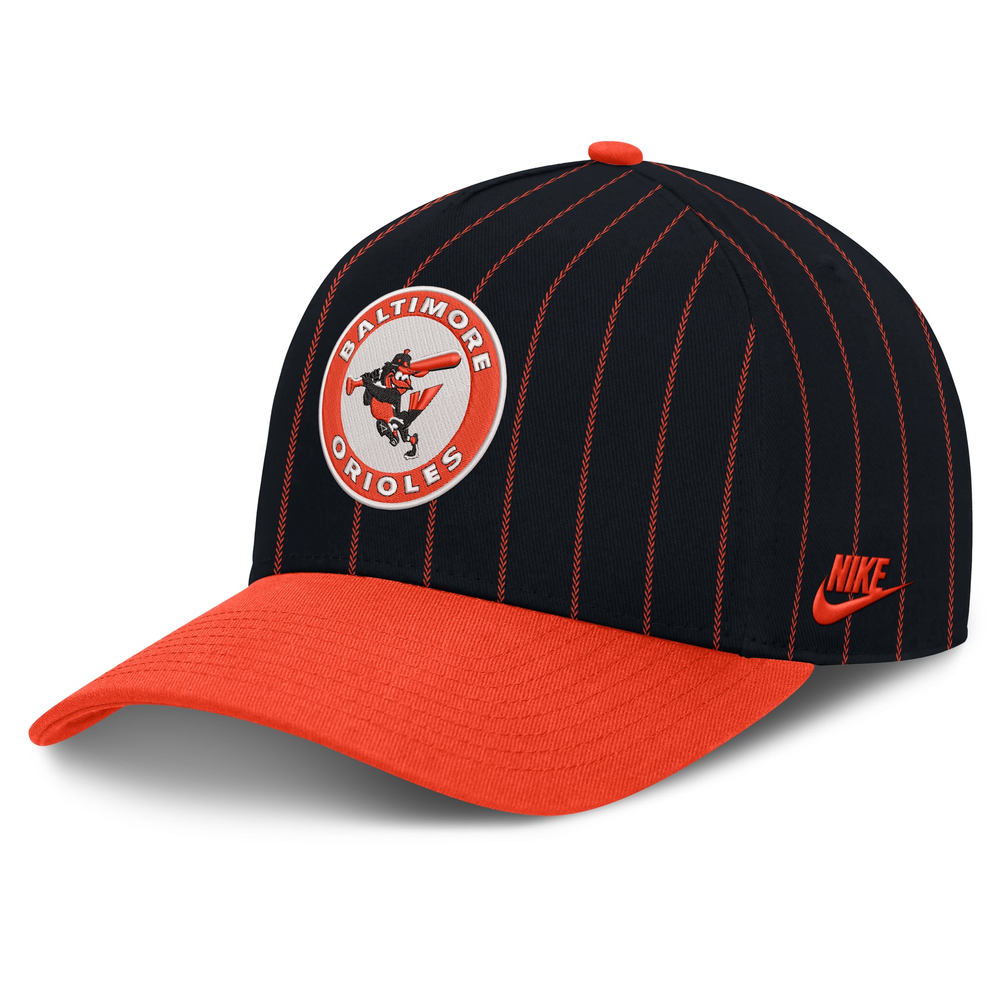 Casquette ajustable Nike pour homme, noire et orange, Baltimore Orioles Cooperstown Rise A-Frame