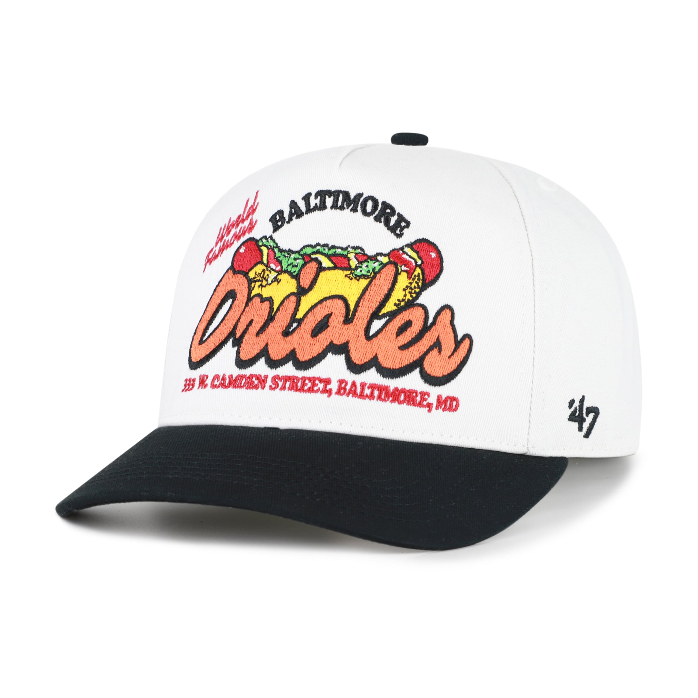 Men's '47 White/Black Baltimore Orioles Glizzy Collection Hitch Adjustable Hat