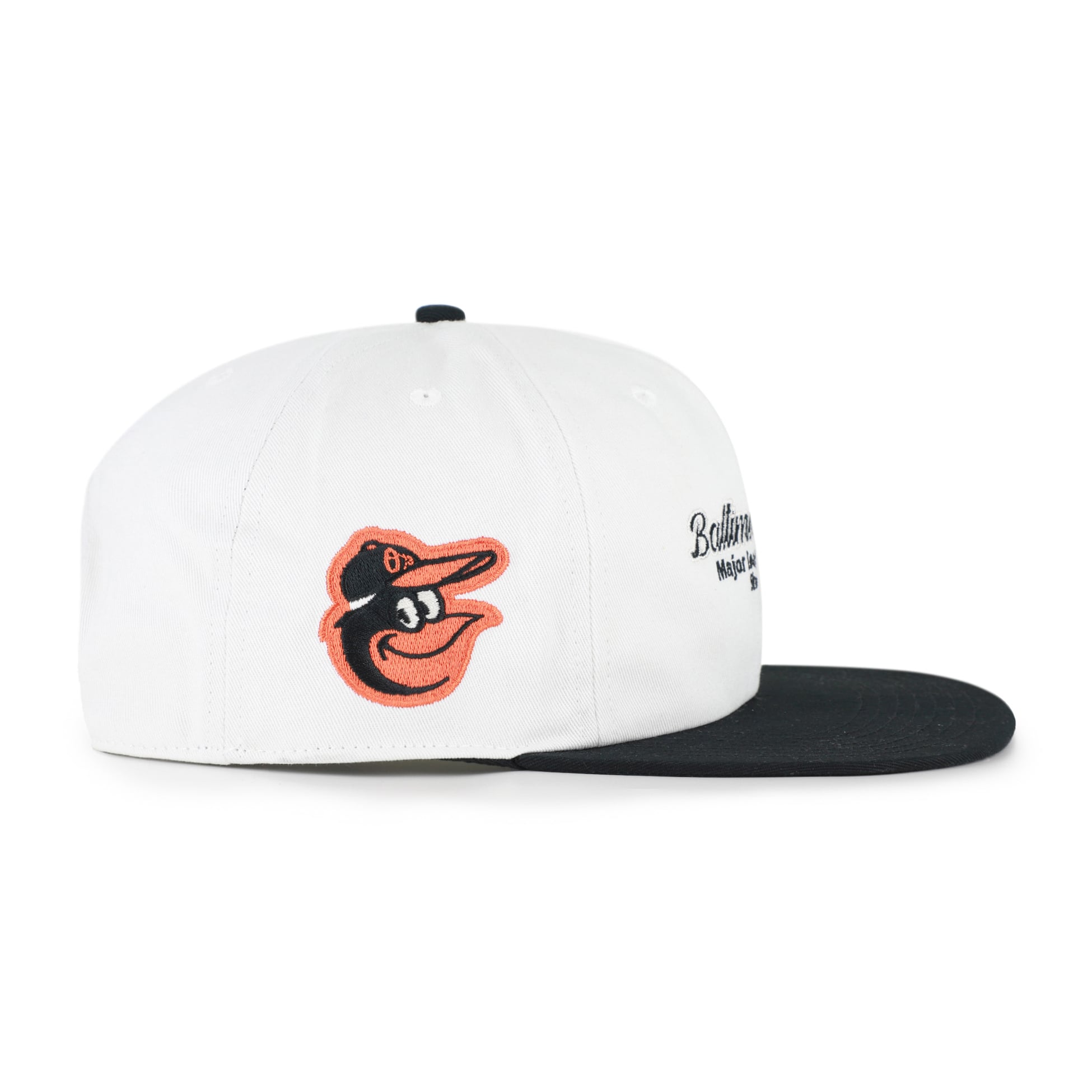 Men's '47 White/Black Baltimore Orioles Script Stack Relaxed Captain Snapback