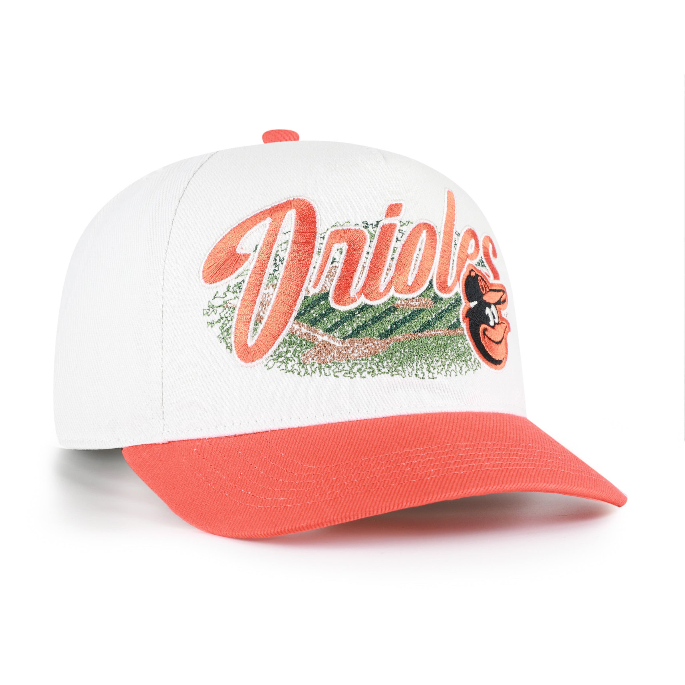 Casquette ajustable Baltimore Orioles '47 blanche et orange Enfield Hitch pour homme