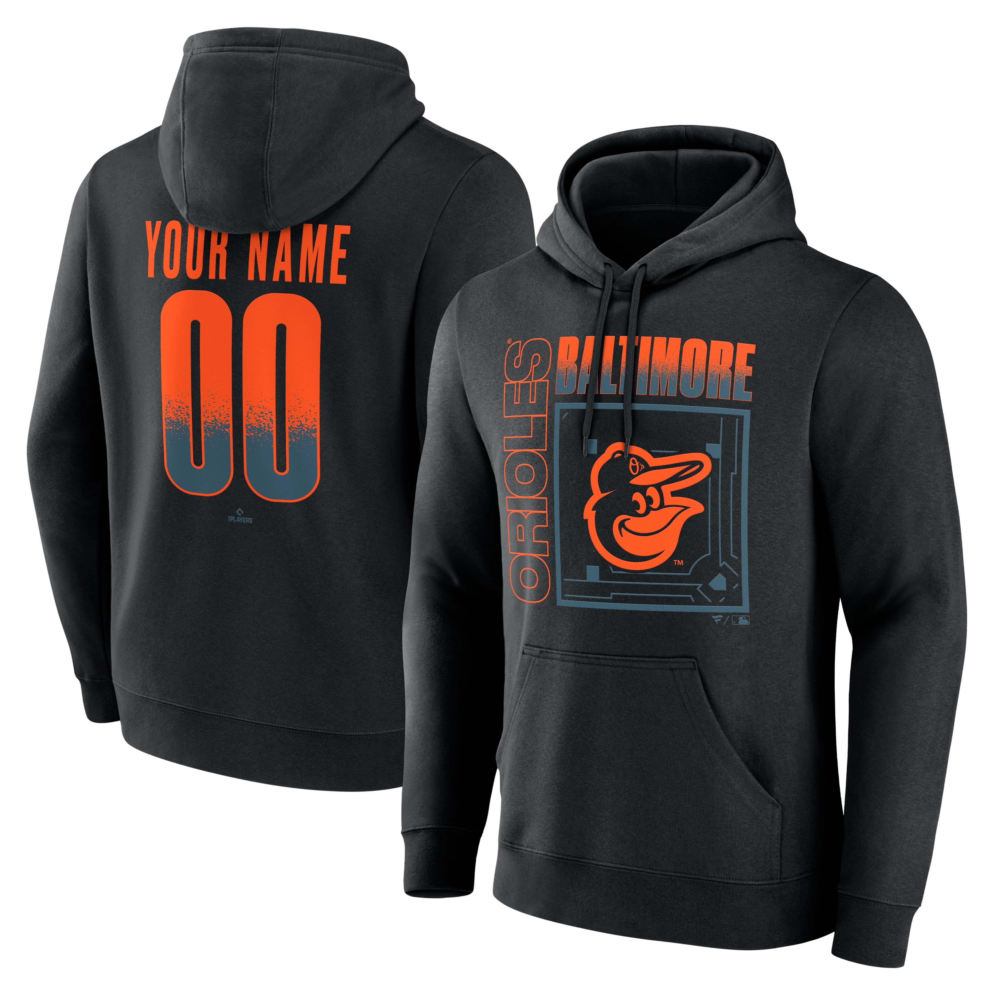 Men's Black Baltimore Orioles Home Field Pop Personalized Name & Number Hoodie