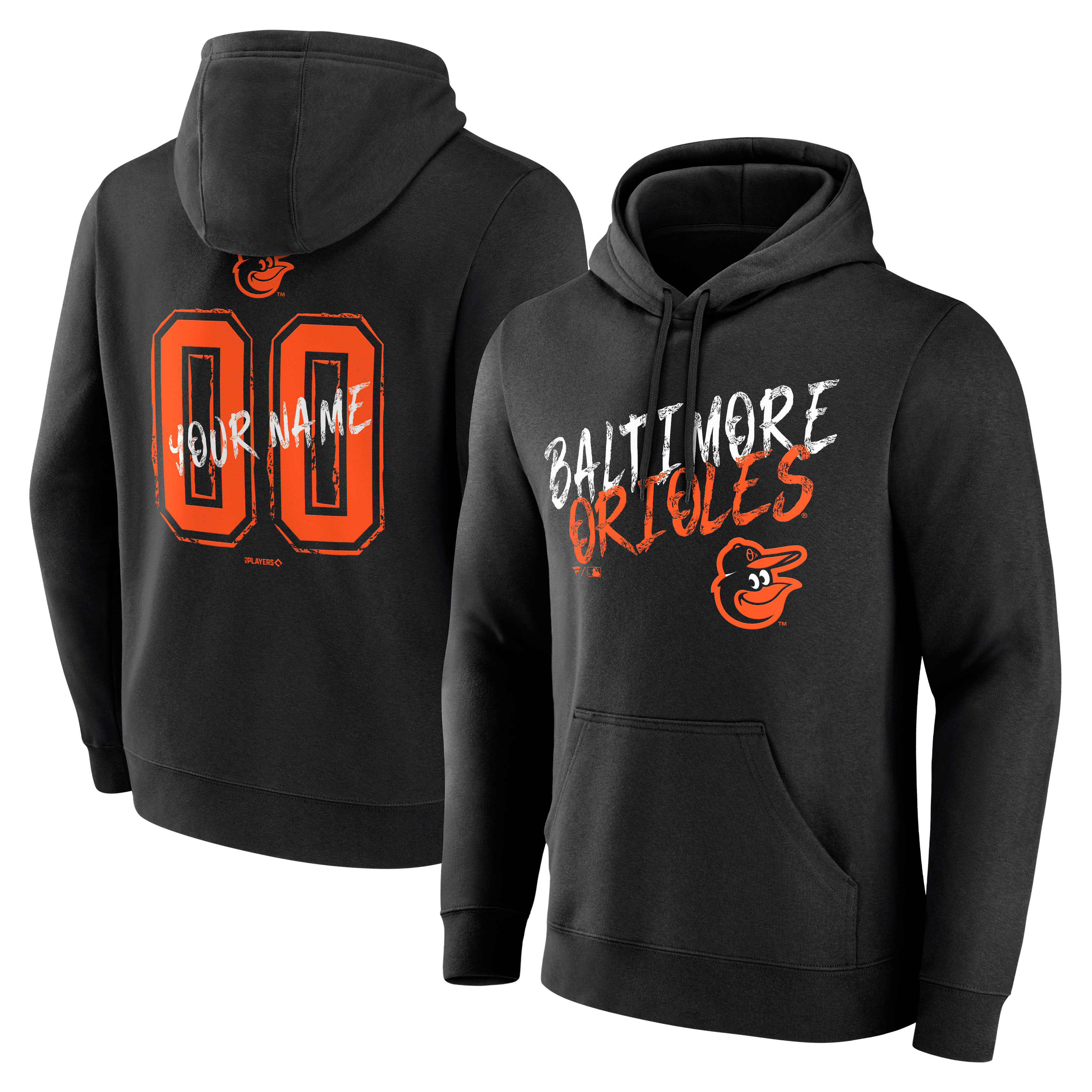 Men's Black Baltimore Orioles Hustle Personalized Name & Number Hoodie