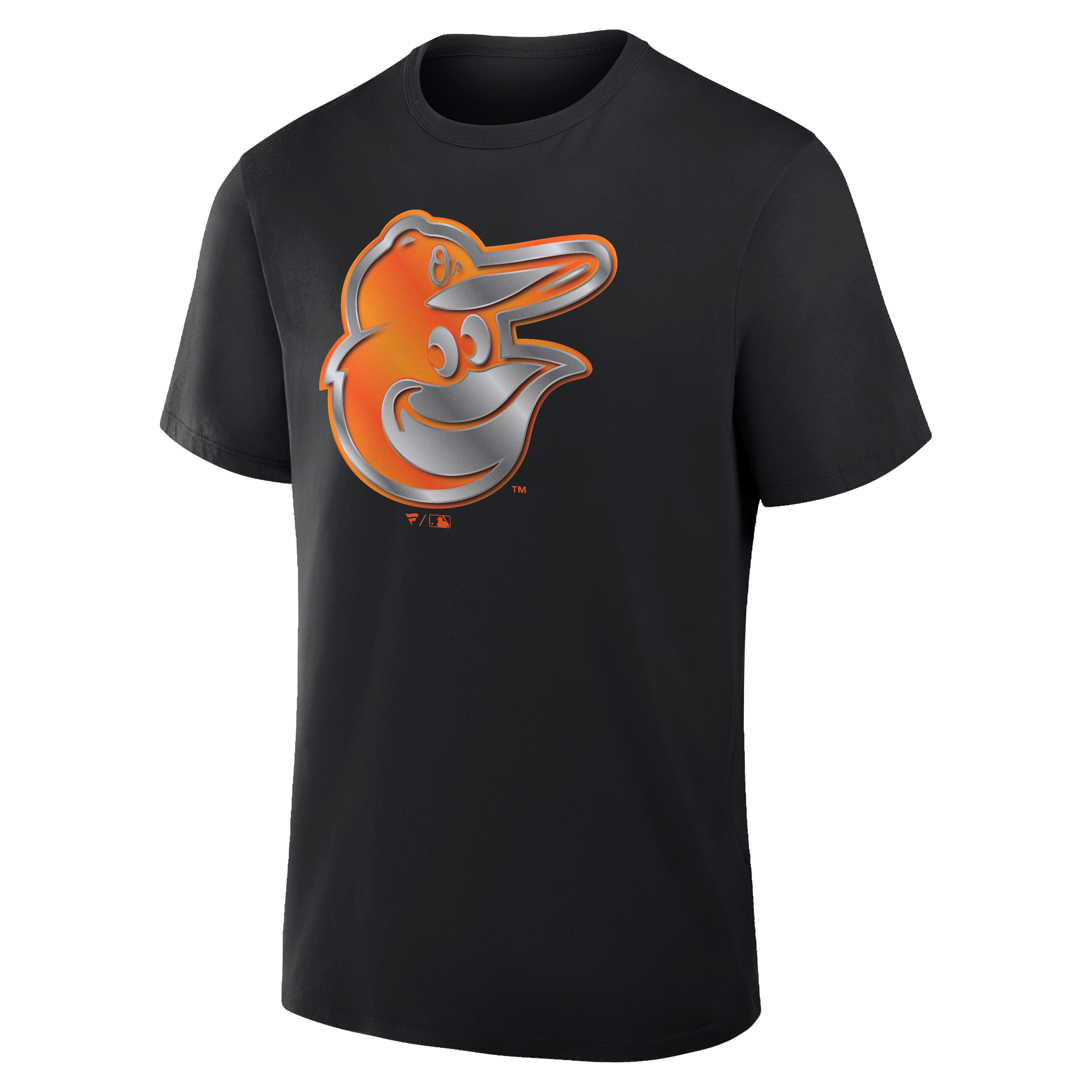 T-shirt noir pour homme avec mascotte métallique des Orioles de Baltimore