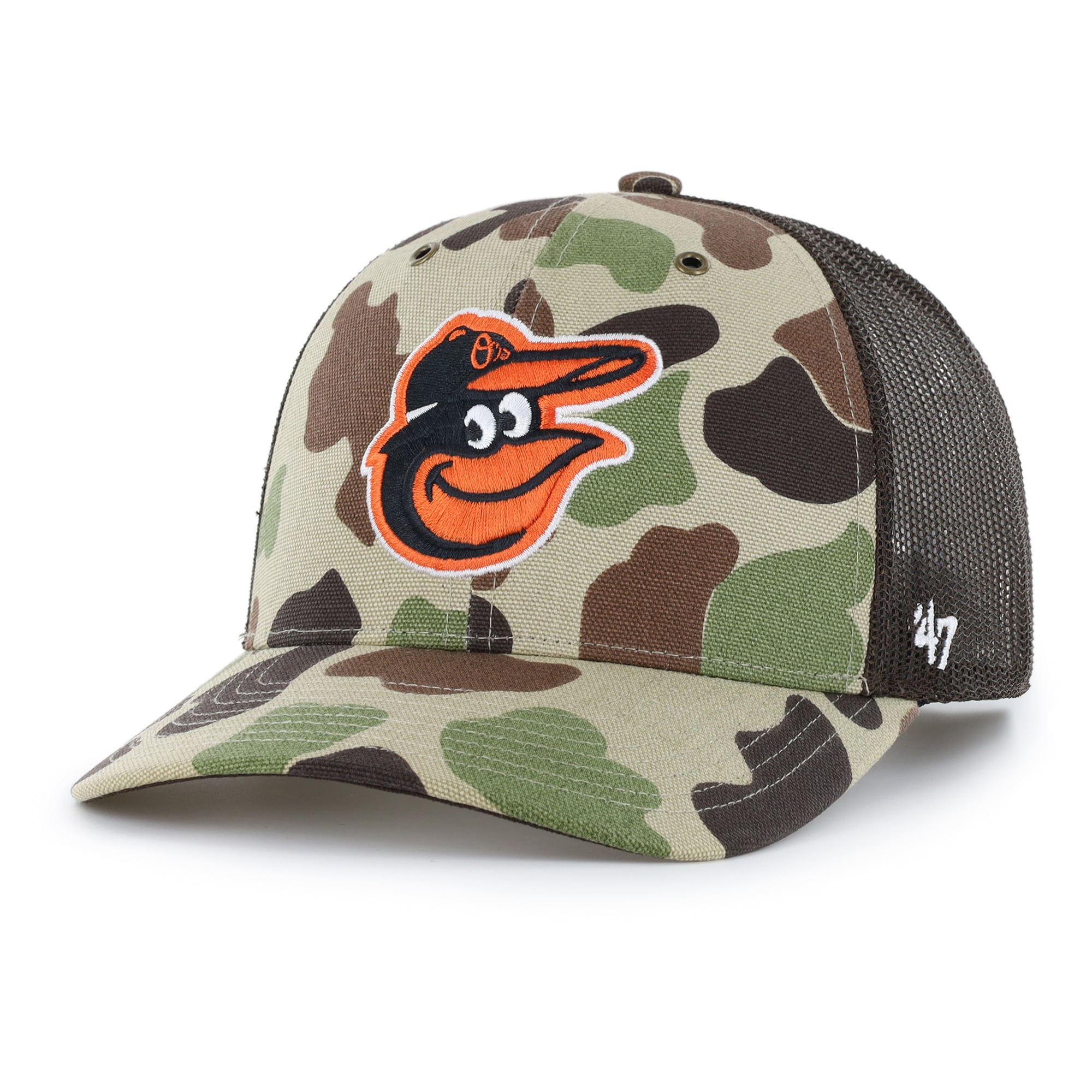 Casquette trucker ajustable Carhartt x '47 Camo Baltimore Orioles Duck pour homme