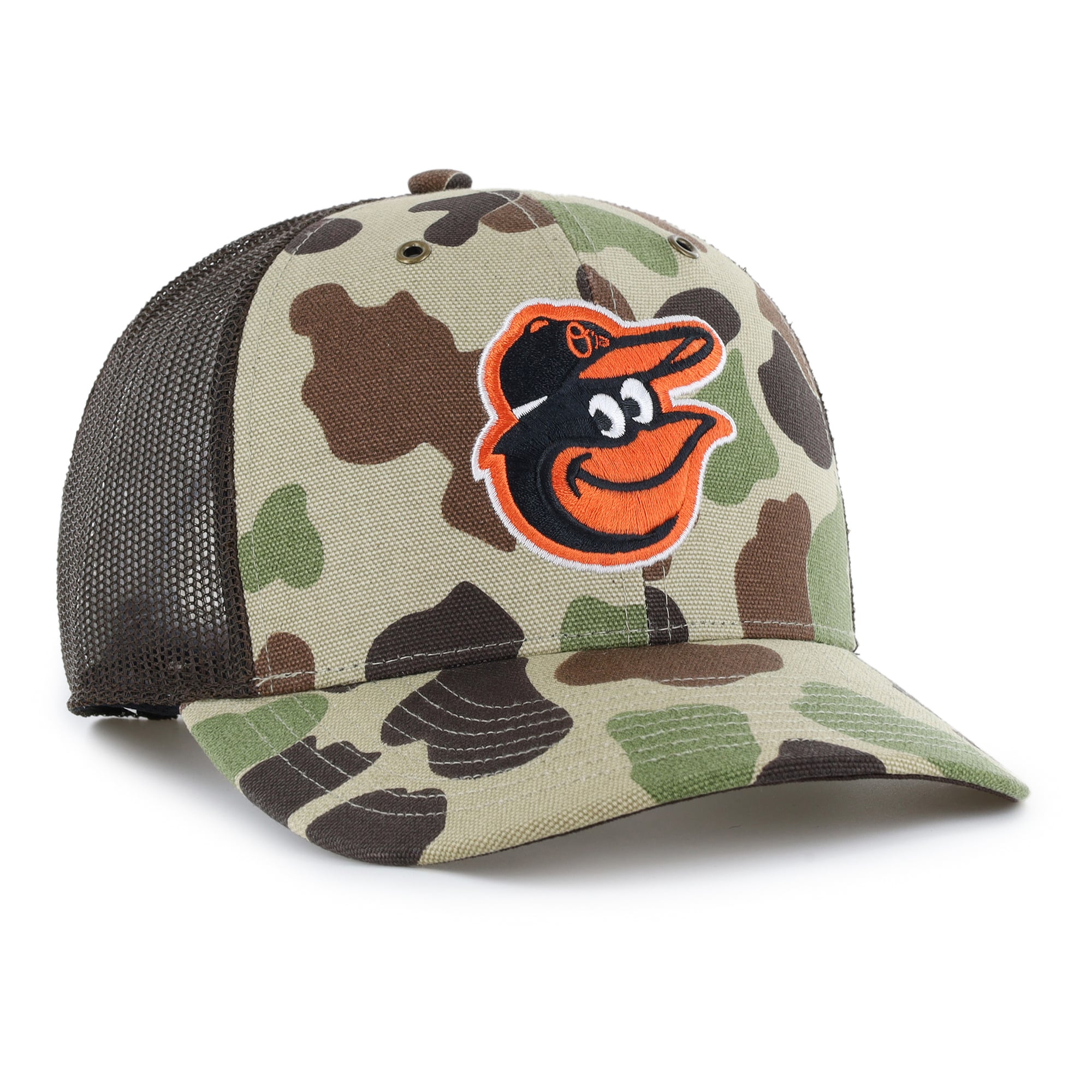 Casquette trucker ajustable Carhartt x '47 Camo Baltimore Orioles Duck pour homme