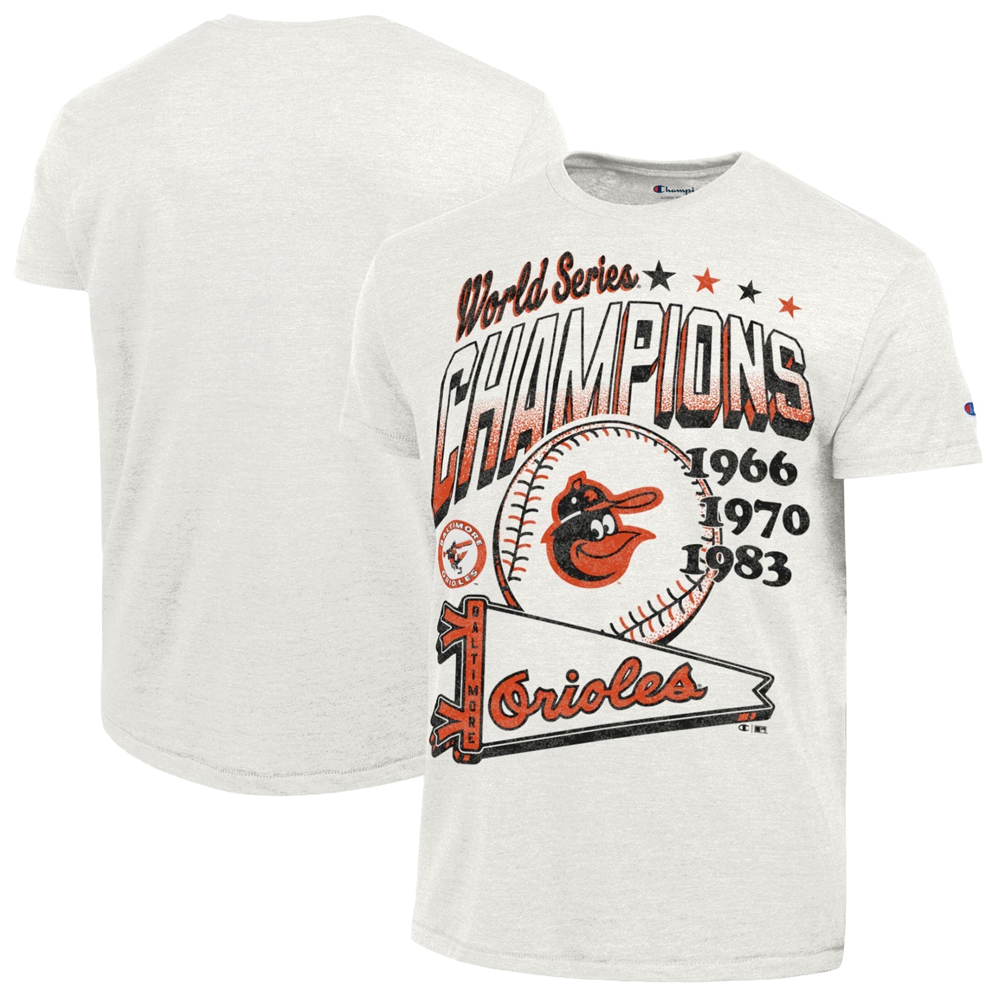 Men's Champion Cream Baltimore Orioles Winning Tradition Cooperstown Collection Tri-Blend T-Shirt
