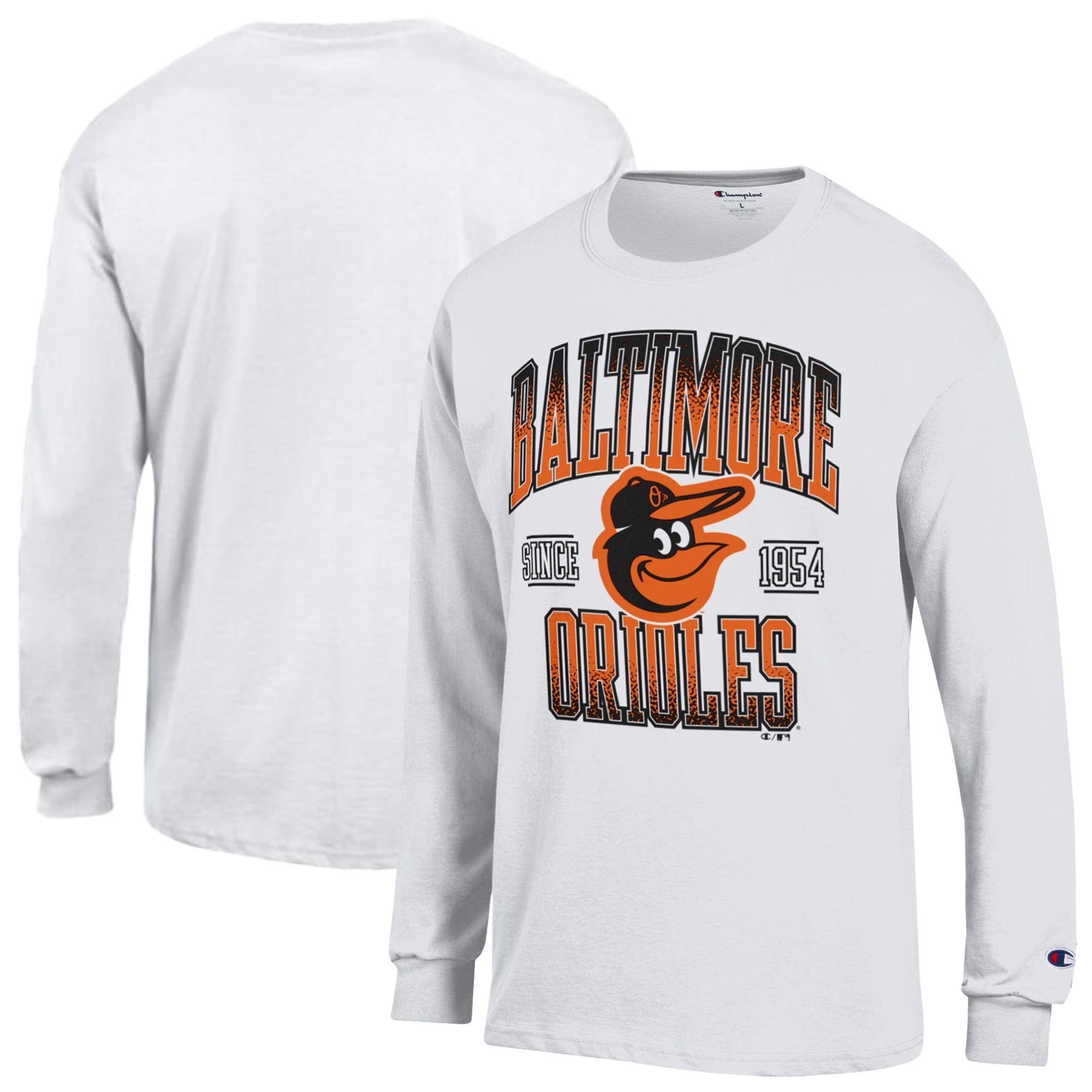 Men's Champion  White Baltimore Orioles Jersey Long Sleeve T-Shirt
