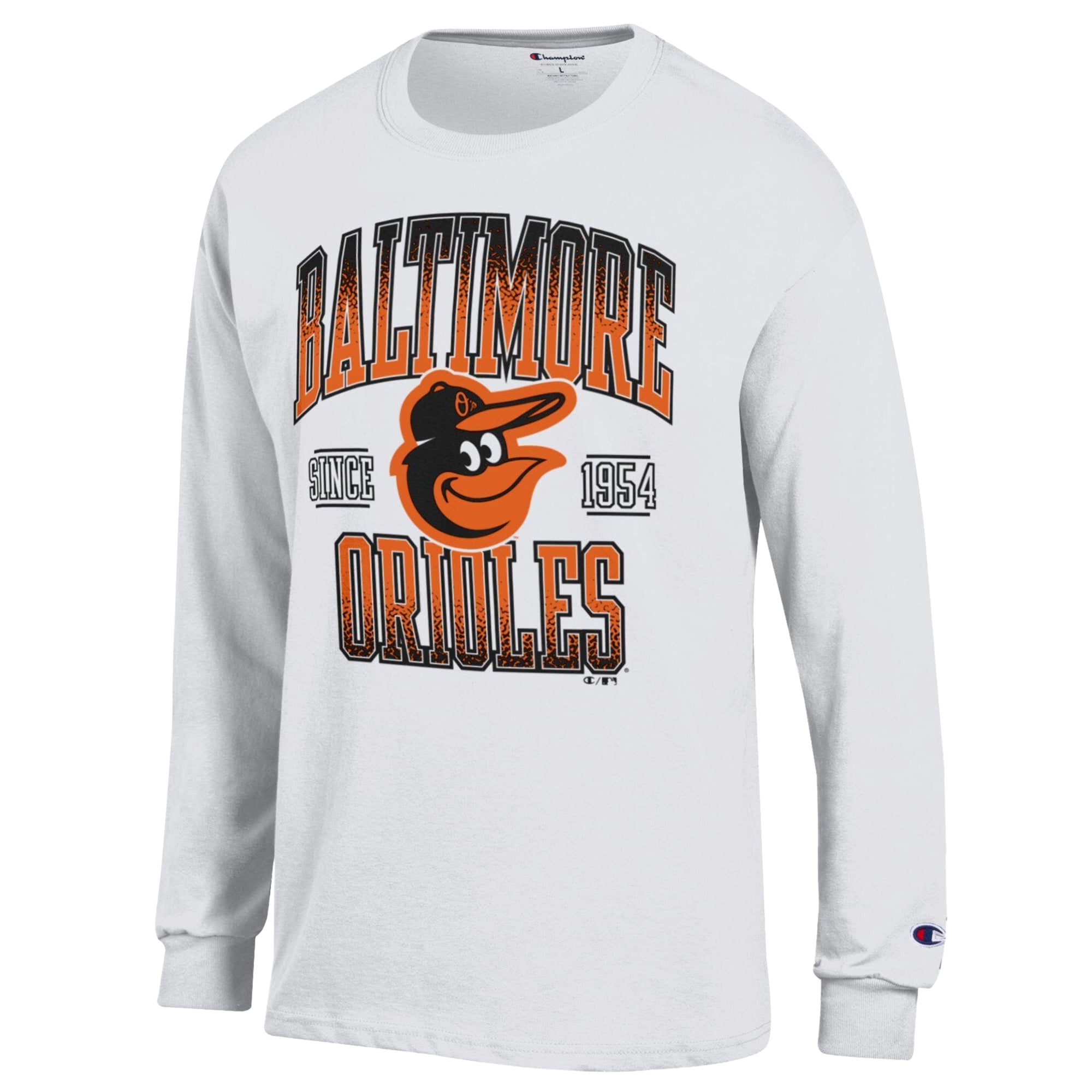Men's Champion  White Baltimore Orioles Jersey Long Sleeve T-Shirt