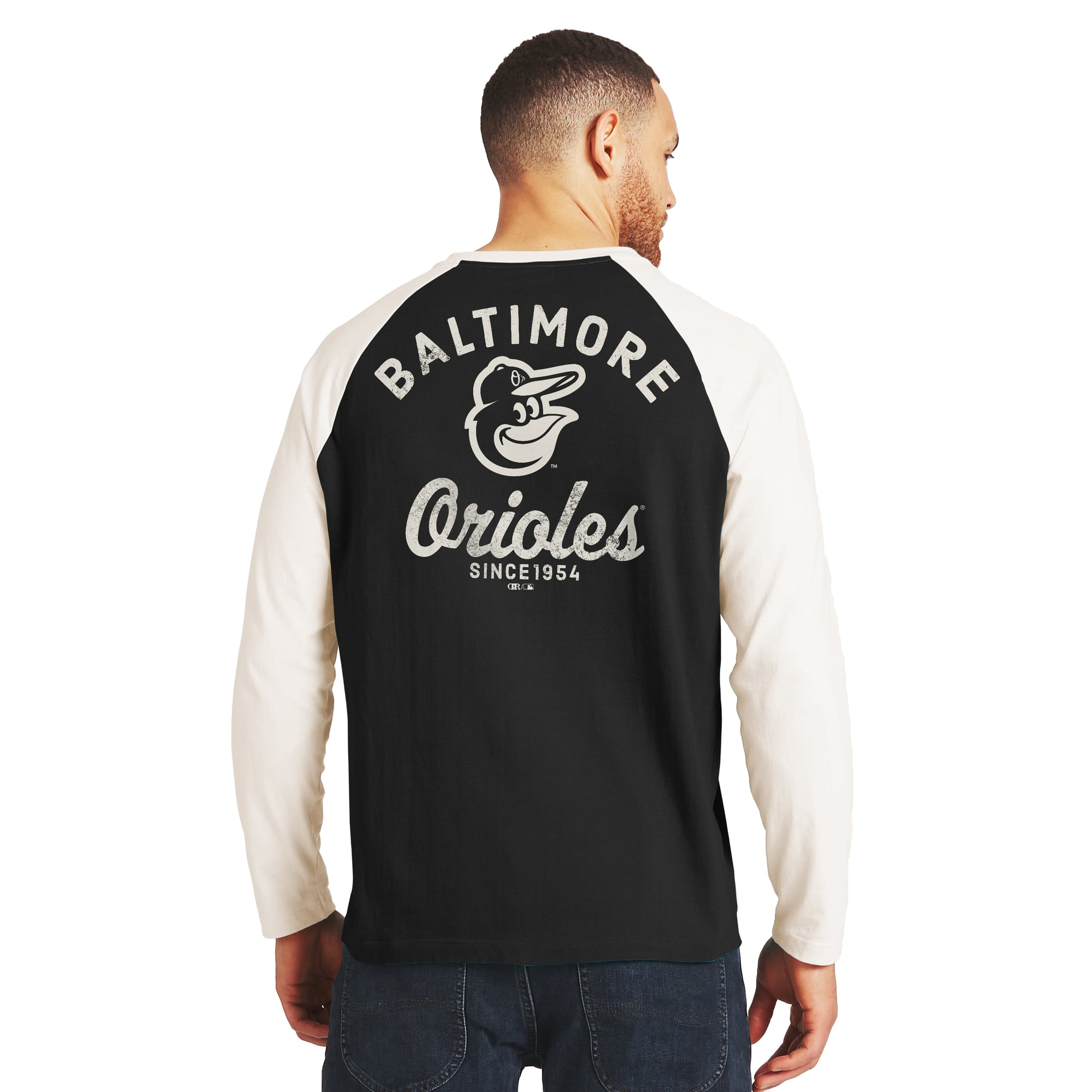 Men's Darius Rucker Collection by Fanatics Black/White Baltimore Orioles Henley Long Sleeve T-Shirt