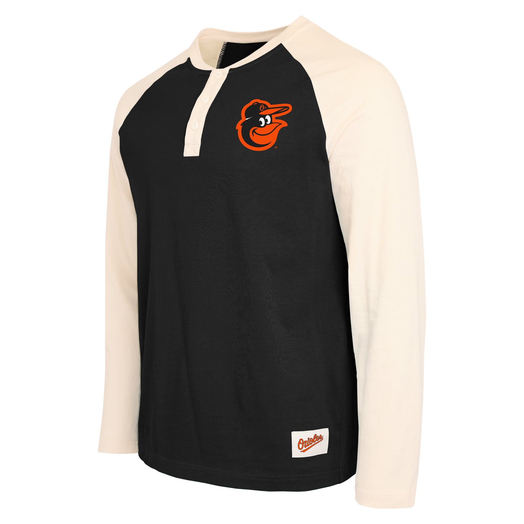 Men's Darius Rucker Collection by Fanatics Black/White Baltimore Orioles Henley Long Sleeve T-Shirt