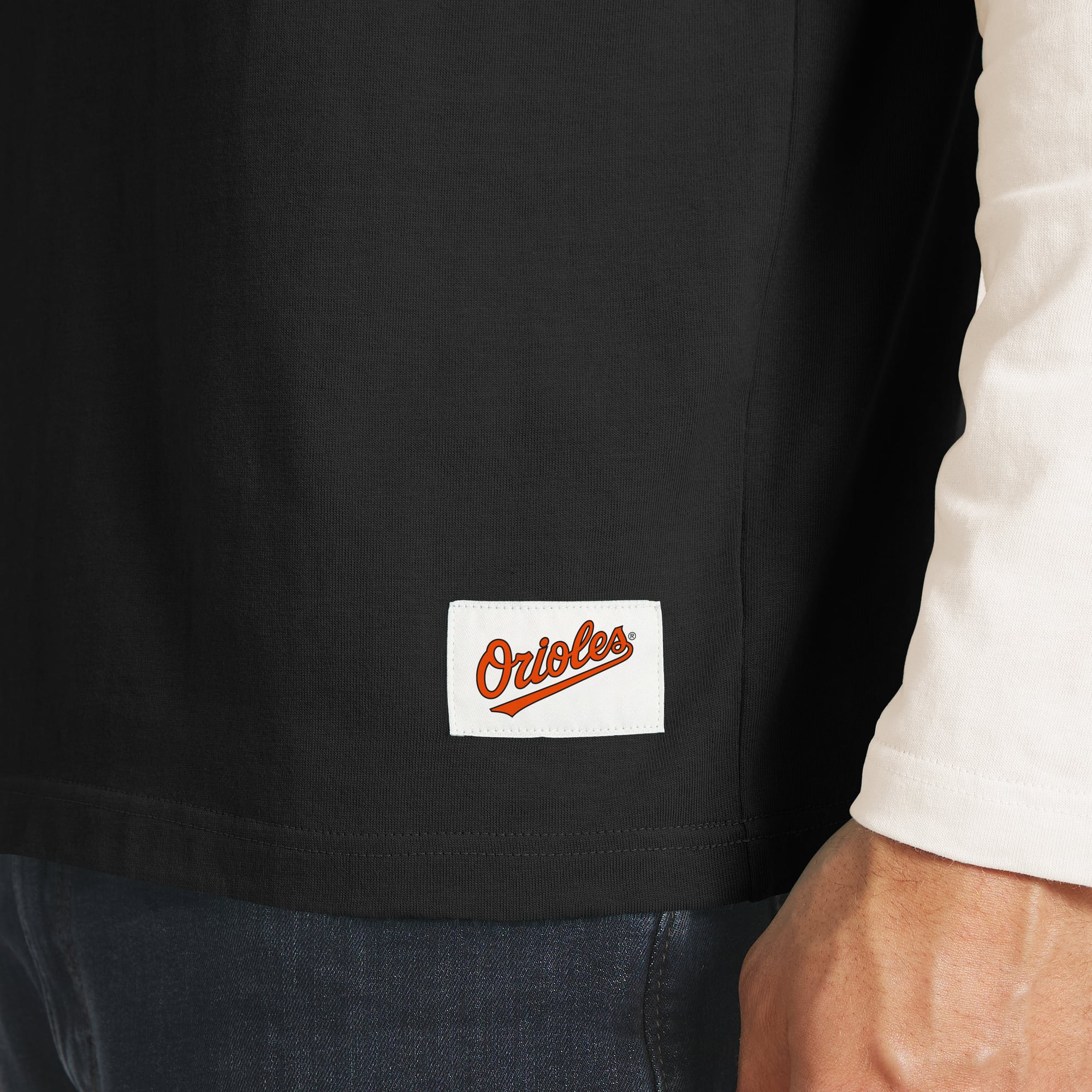 Men's Darius Rucker Collection by Fanatics Black/White Baltimore Orioles Henley Long Sleeve T-Shirt