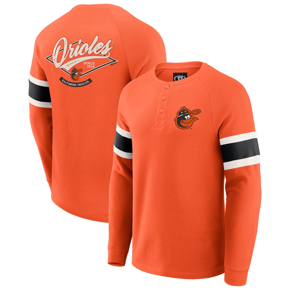 Baltimore Orioles Darius Rucker Collection by Fanatics Waffle-Knit Raglan Long Sleeve Henley T-Shirt - Orange
