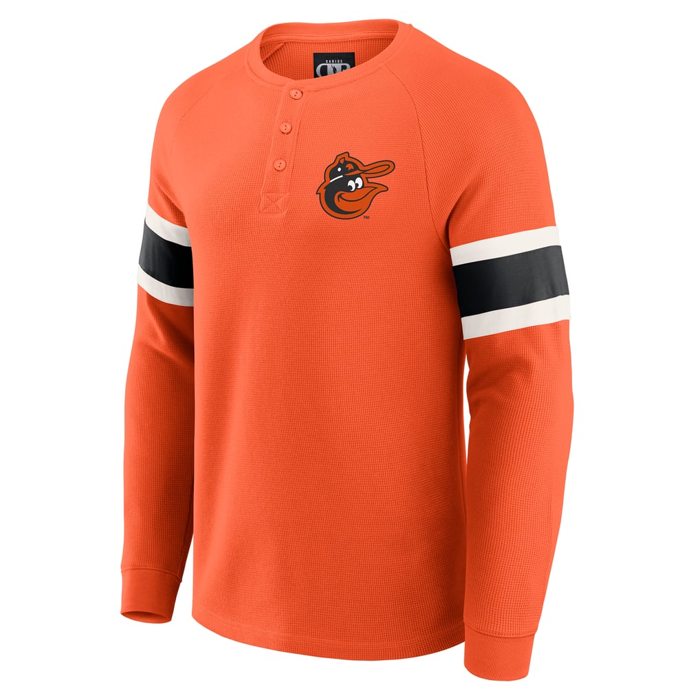 Baltimore Orioles Darius Rucker Collection by Fanatics Waffle-Knit Raglan Long Sleeve Henley T-Shirt - Orange