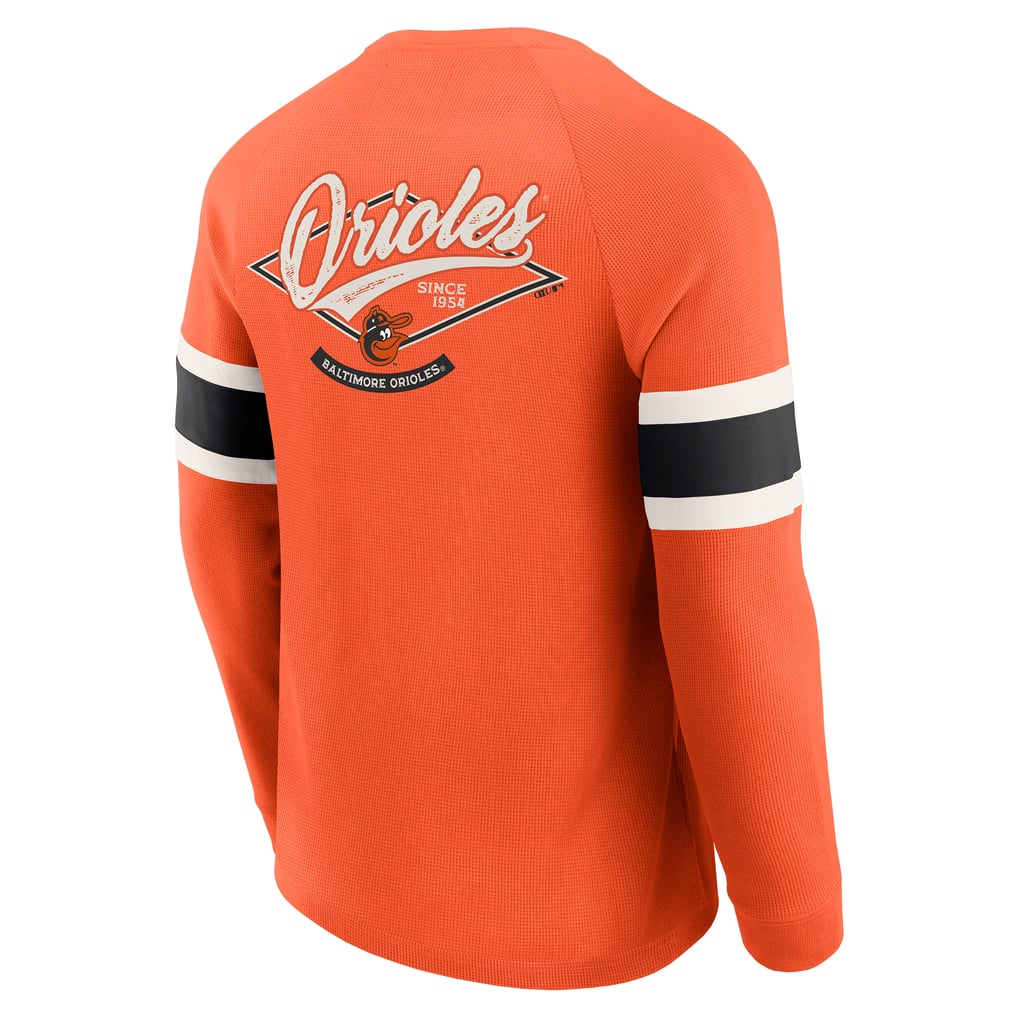 Baltimore Orioles Darius Rucker Collection by Fanatics Waffle-Knit Raglan Long Sleeve Henley T-Shirt - Orange