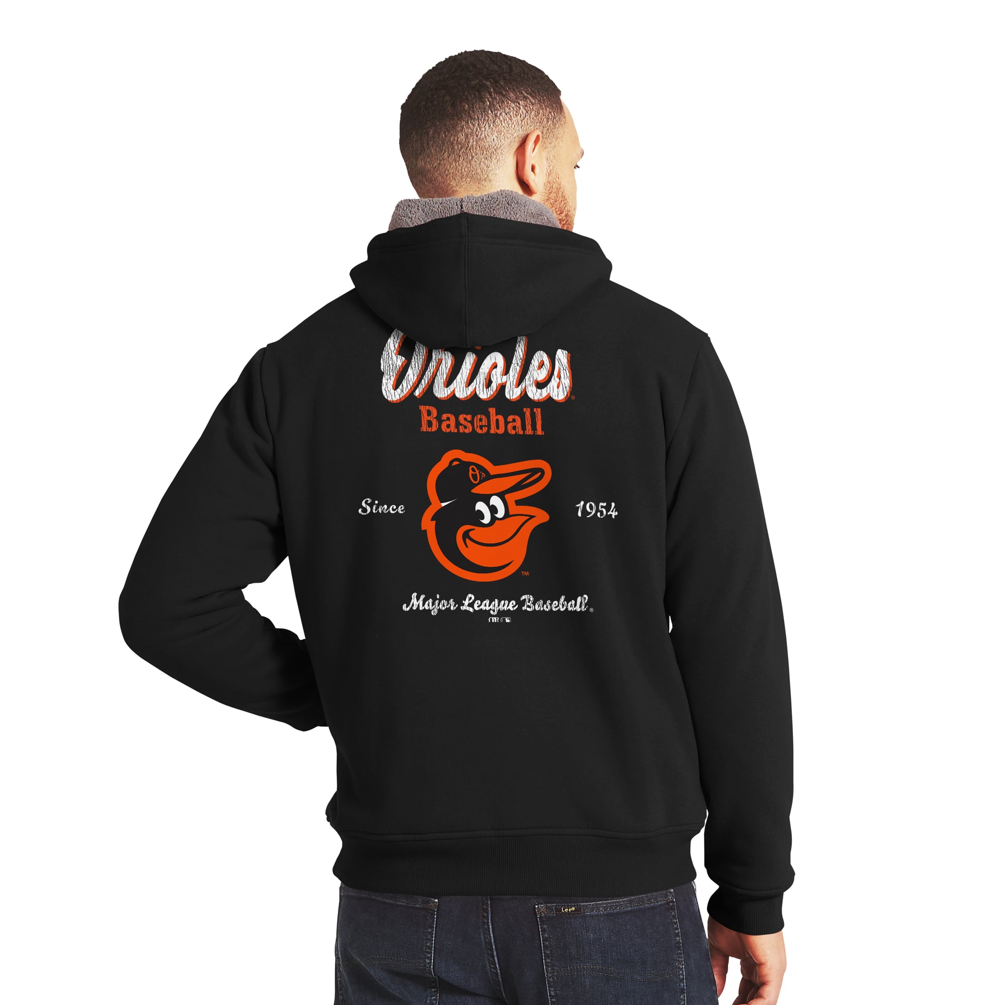 Sweat-shirt zippé intégral doublé sherpa orange/gris de la collection Darius Rucker pour homme par Fanatics, aux couleurs des Orioles Baltimore.