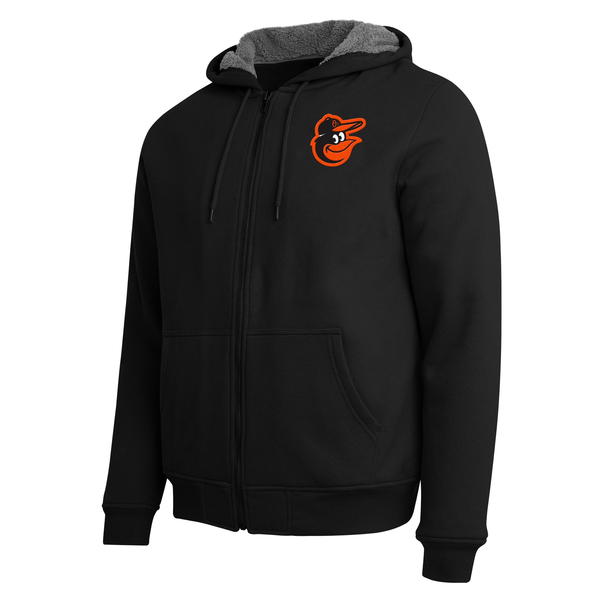 Sweat-shirt zippé intégral doublé sherpa orange/gris de la collection Darius Rucker pour homme par Fanatics, aux couleurs des Orioles Baltimore.