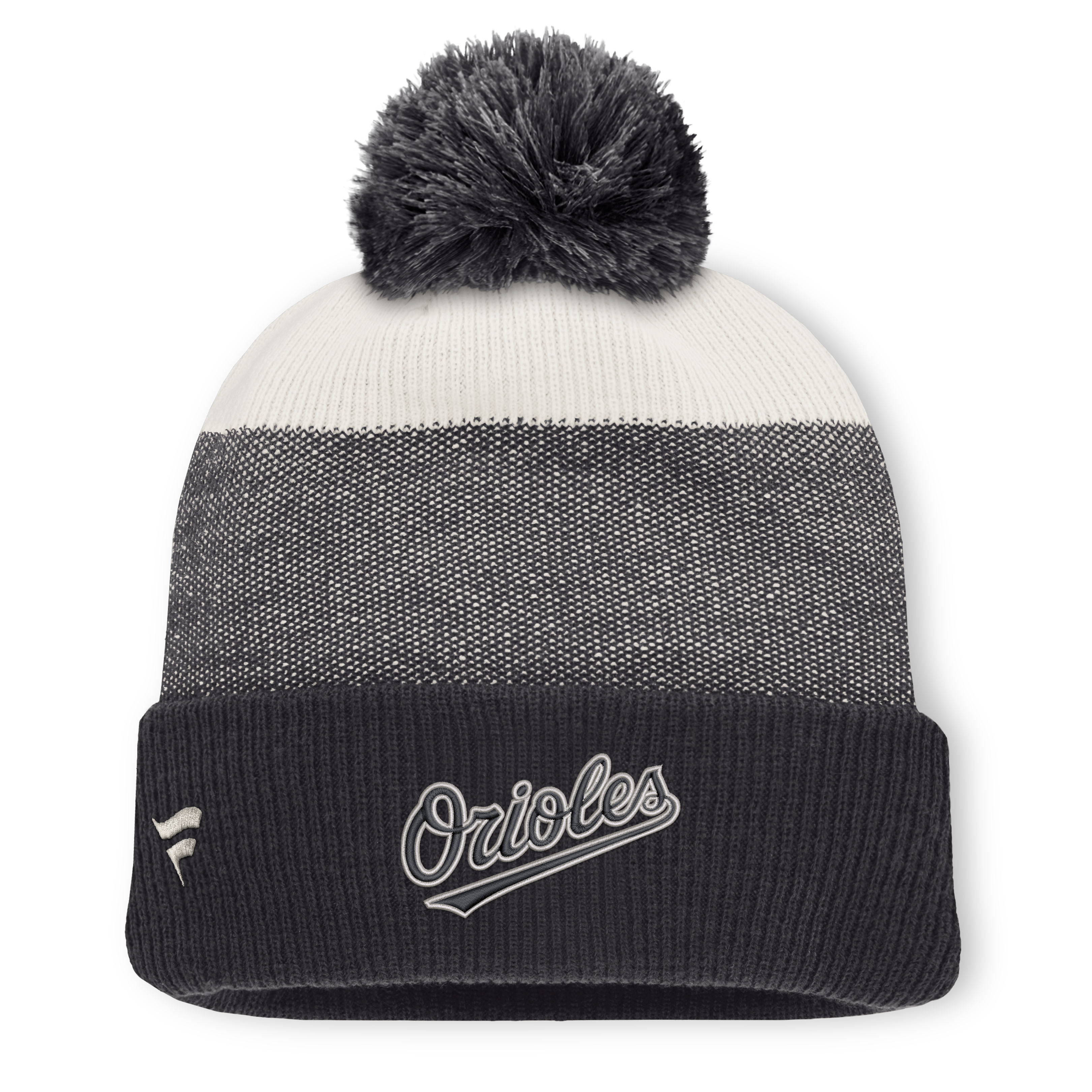 Bonnet à revers pour homme Fanatics gris anthracite/gris Baltimore Orioles avec pompon