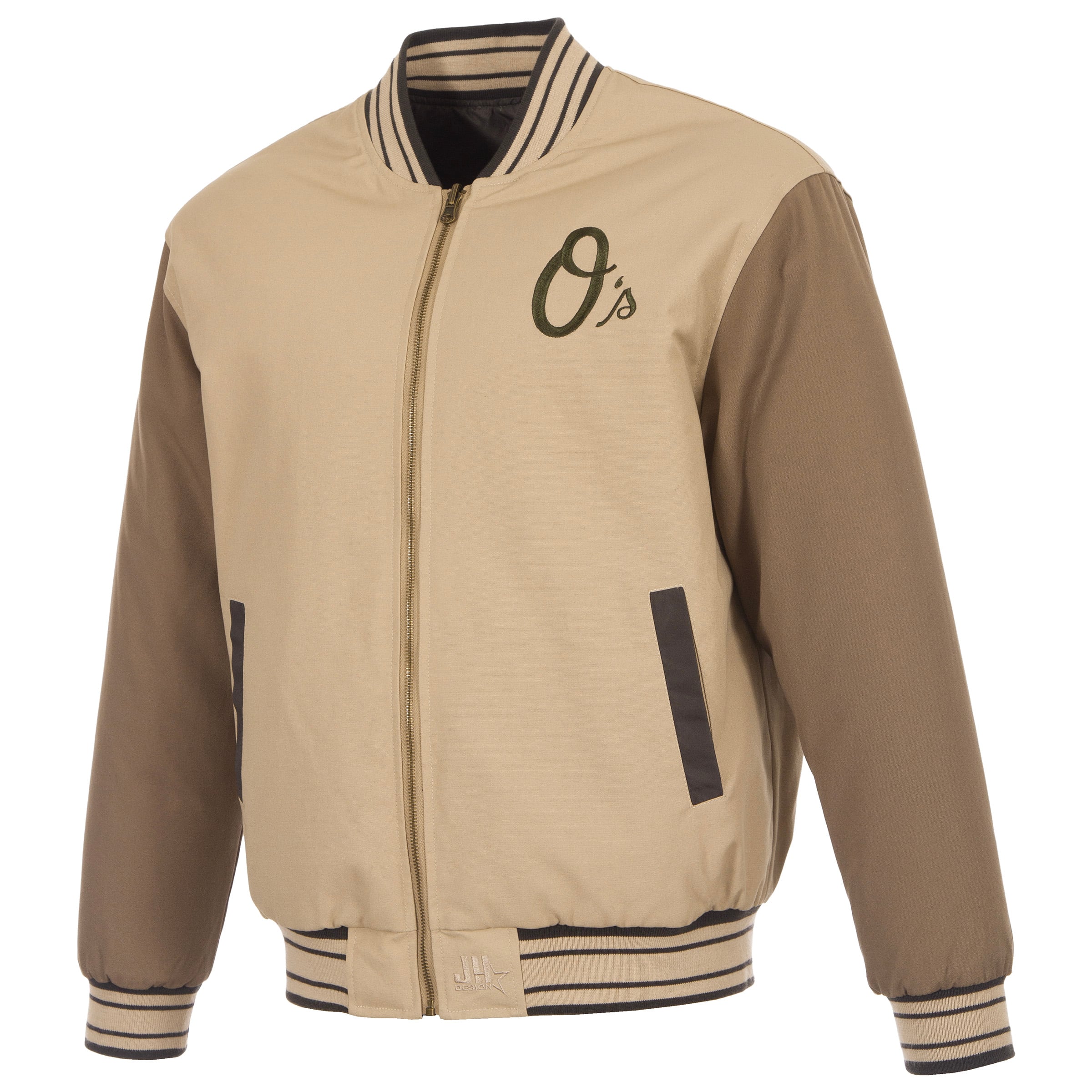 Veste réversible en toile beige/marron pour homme JH Design Baltimore Orioles