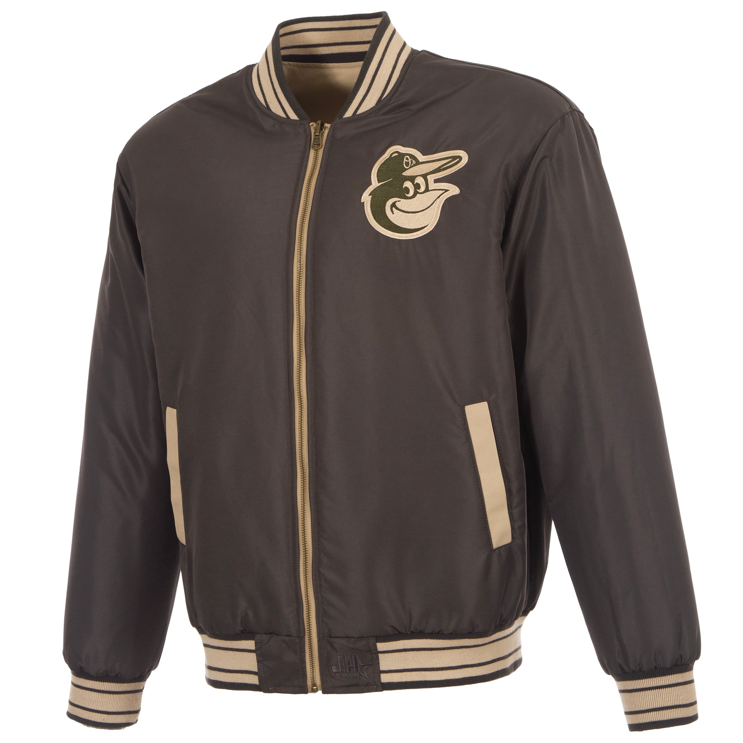 Veste réversible en toile beige/marron pour homme JH Design Baltimore Orioles