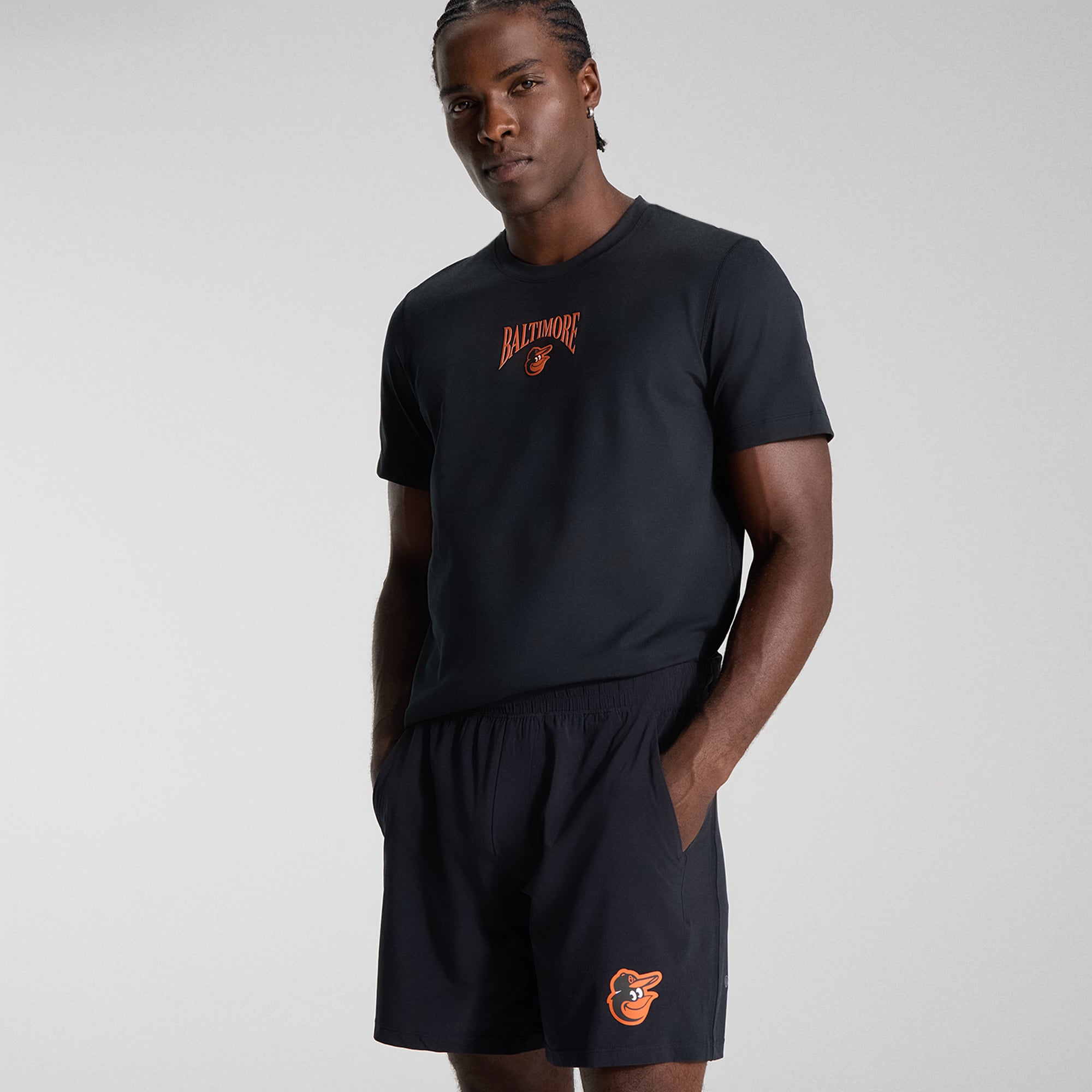 Short sans doublure Pace Breaker noir Baltimore Orioles pour homme de 7 pouces la marque lululemon
