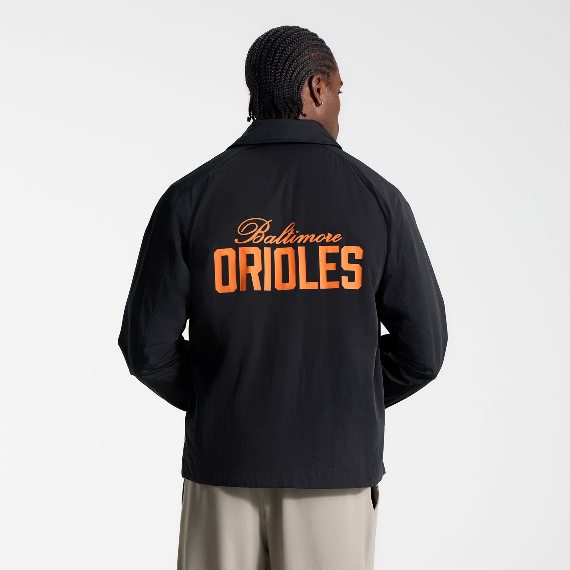 Veste de coach raglan noire Baltimore Orioles lululemon pour homme