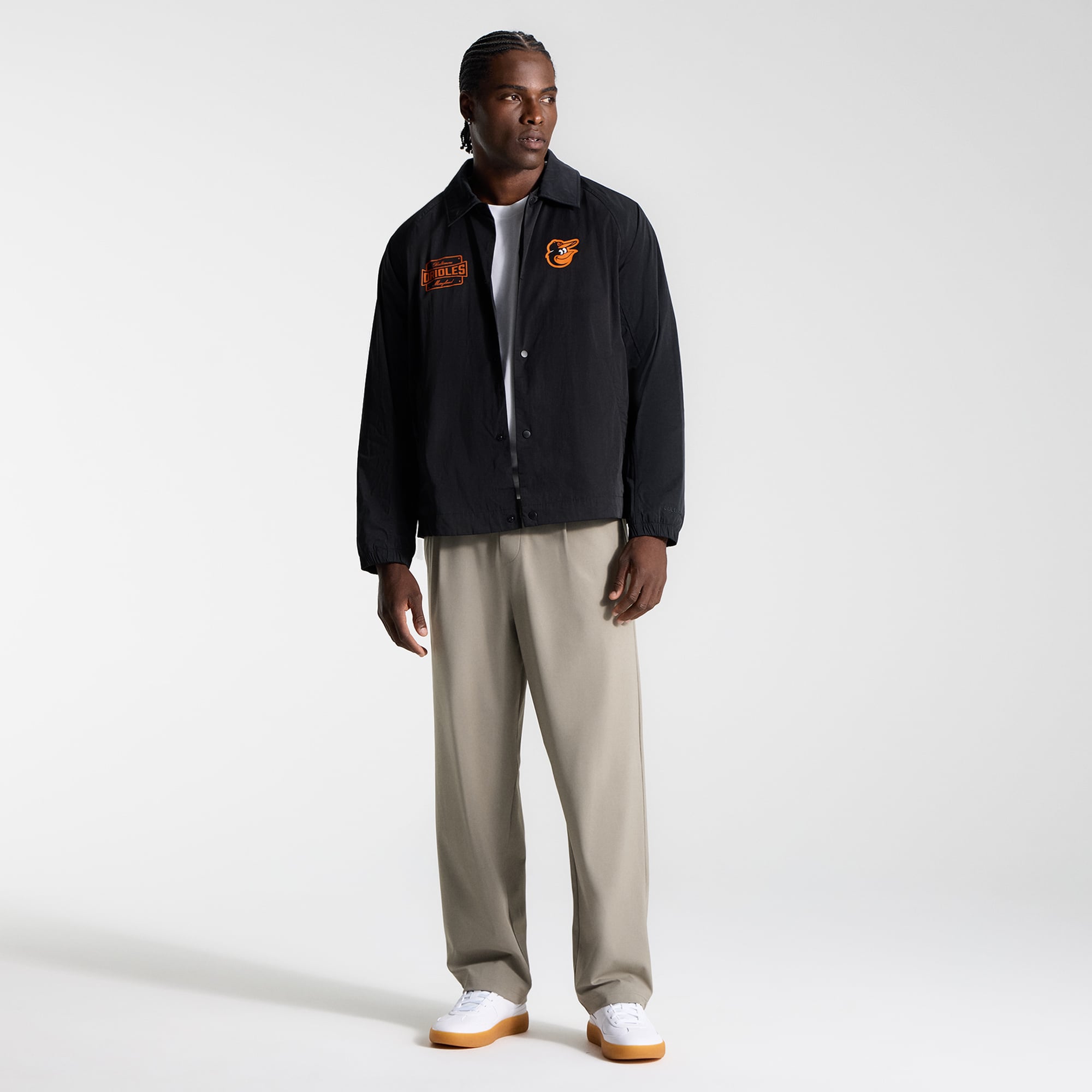 Veste de coach raglan noire Baltimore Orioles lululemon pour homme