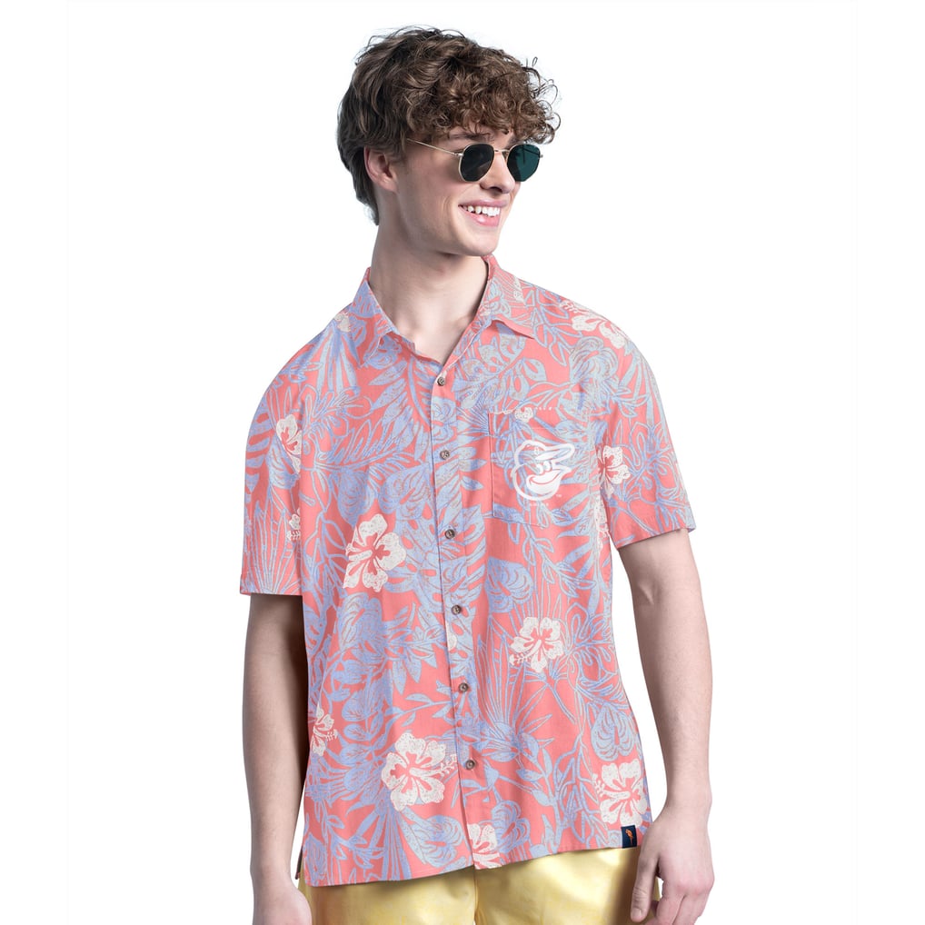 Baltimore Orioles Margaritaville Palm Shade Party Button-Up Shirt - Coral