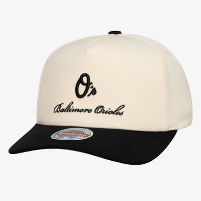  Baltimore Orioles Mitchell & Ness Flawless Stretch Snapback Hat - Cream/Black