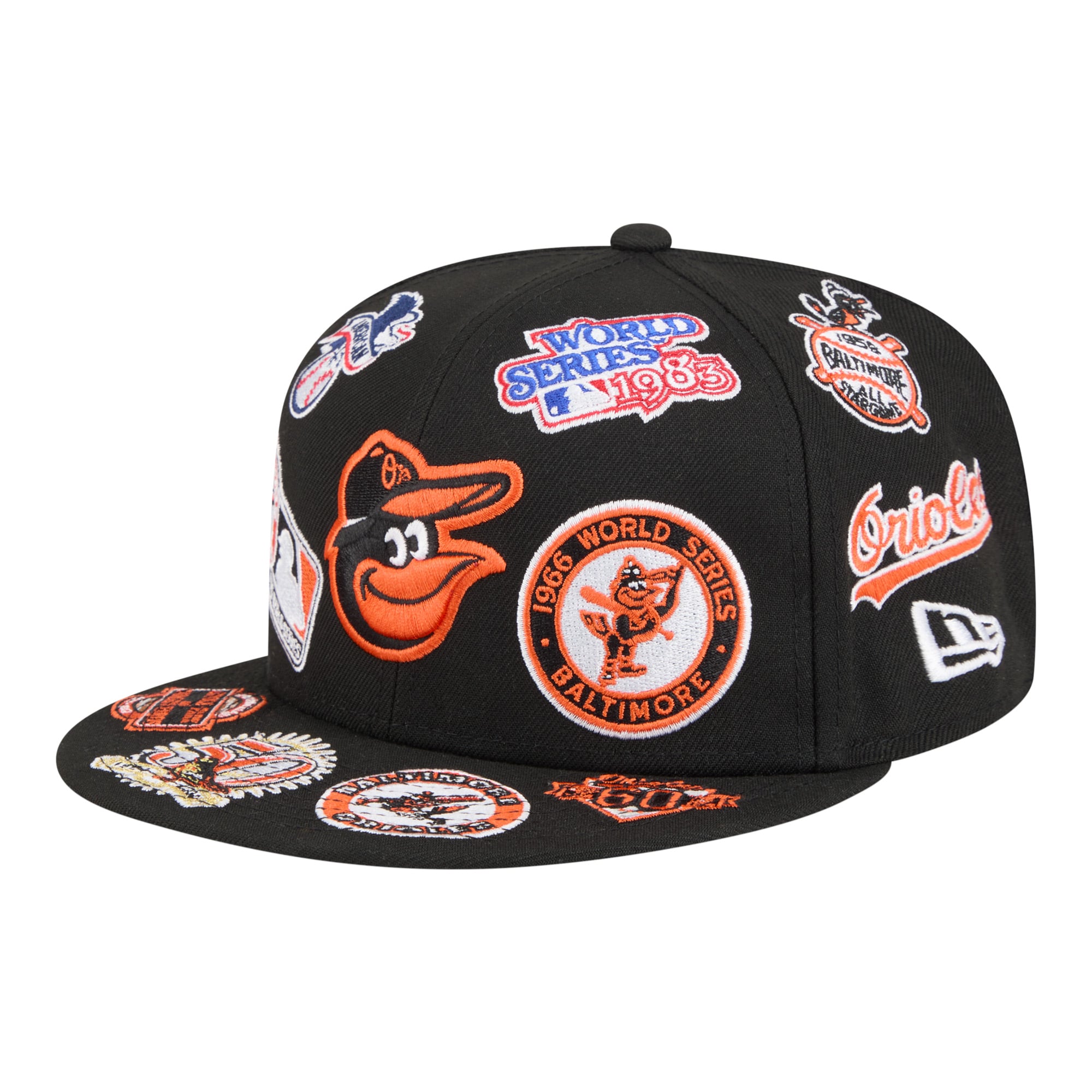 Casquette ajustée New Era 59FIFTY noire pour homme, motif Baltimore Orioles.