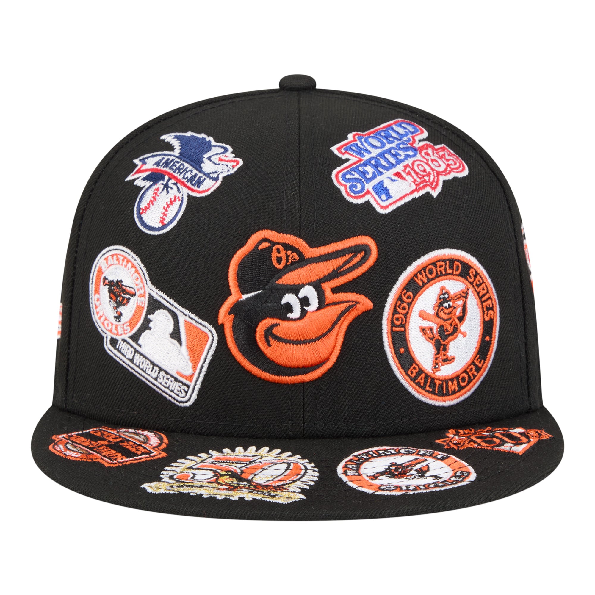 Casquette ajustée New Era 59FIFTY noire pour homme, motif Baltimore Orioles.
