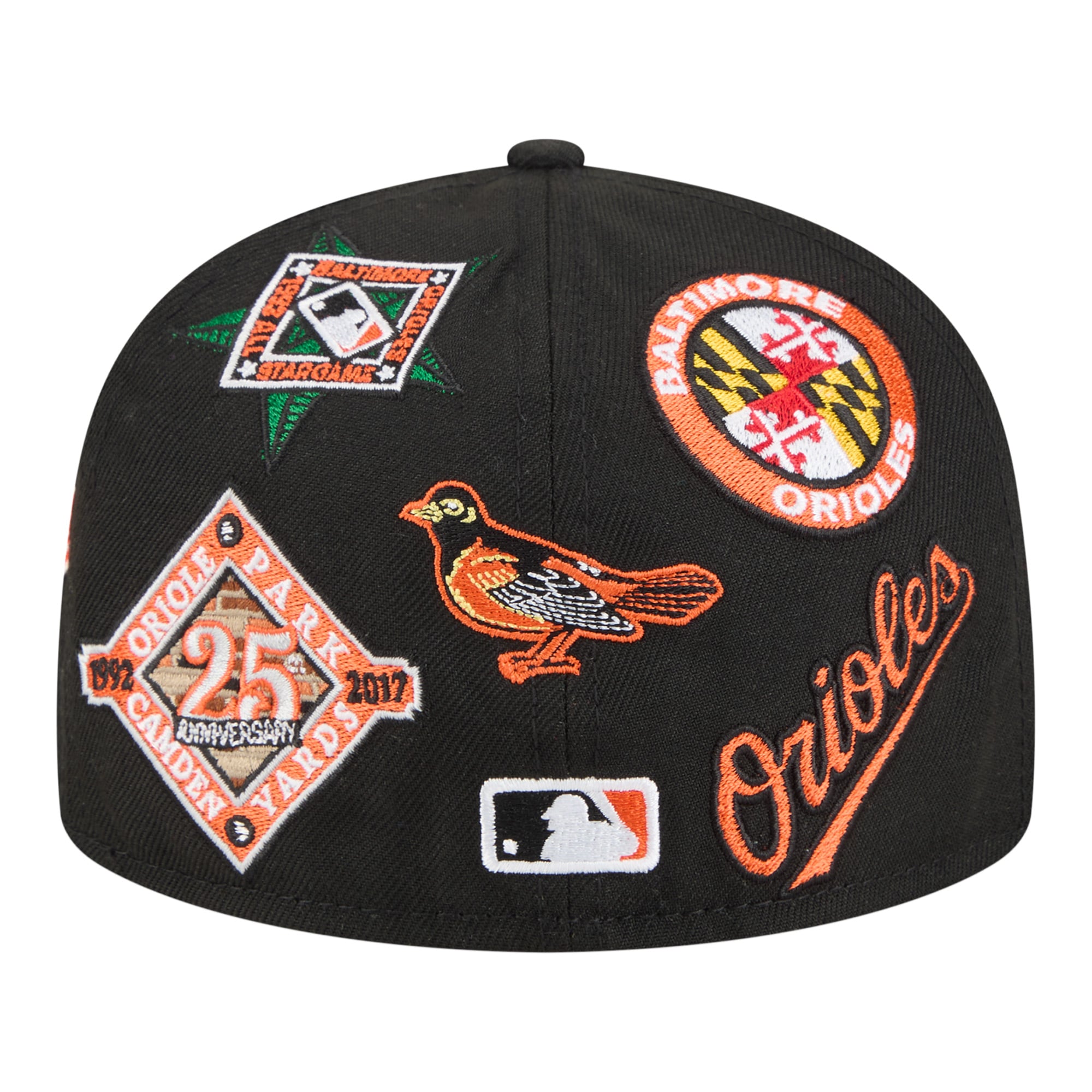 Casquette ajustée New Era 59FIFTY noire pour homme, motif Baltimore Orioles.