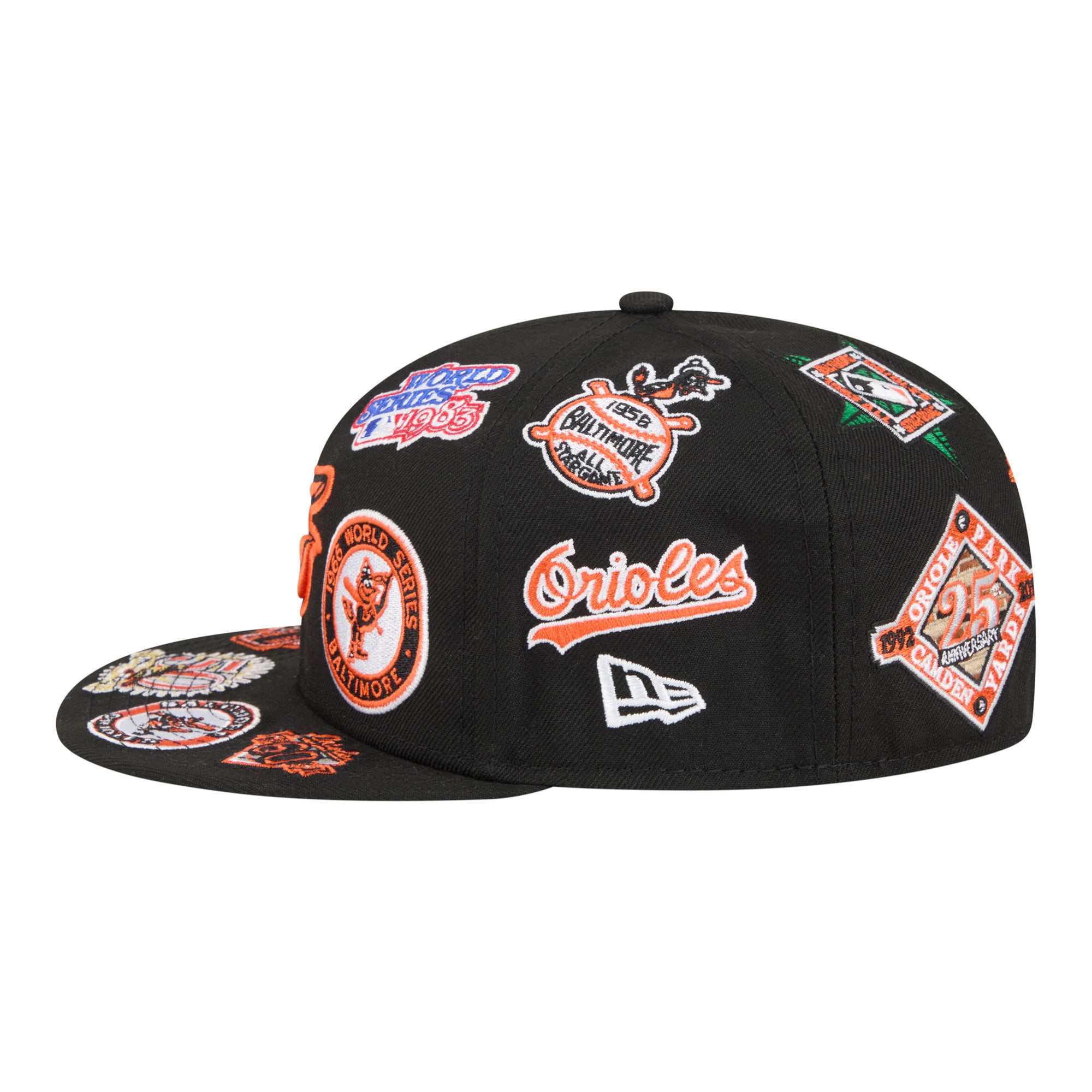 Casquette ajustée New Era 59FIFTY noire pour homme, motif Baltimore Orioles.