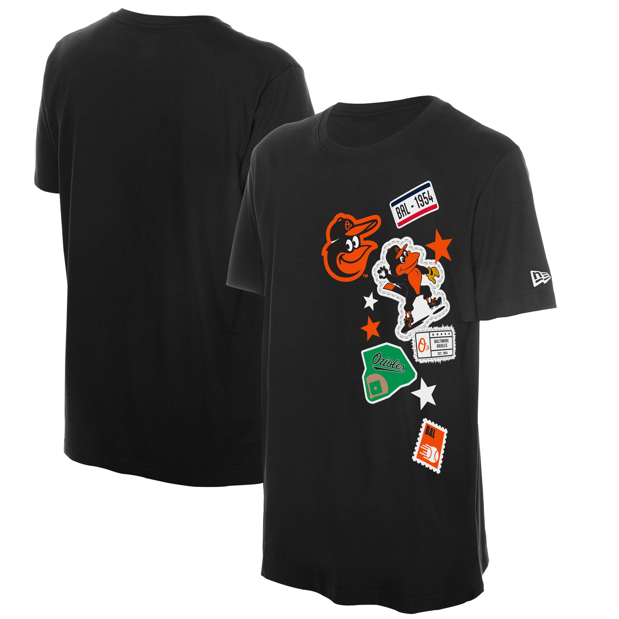 T-shirt New Era noir pour homme avec écusson des Orioles de Baltimore