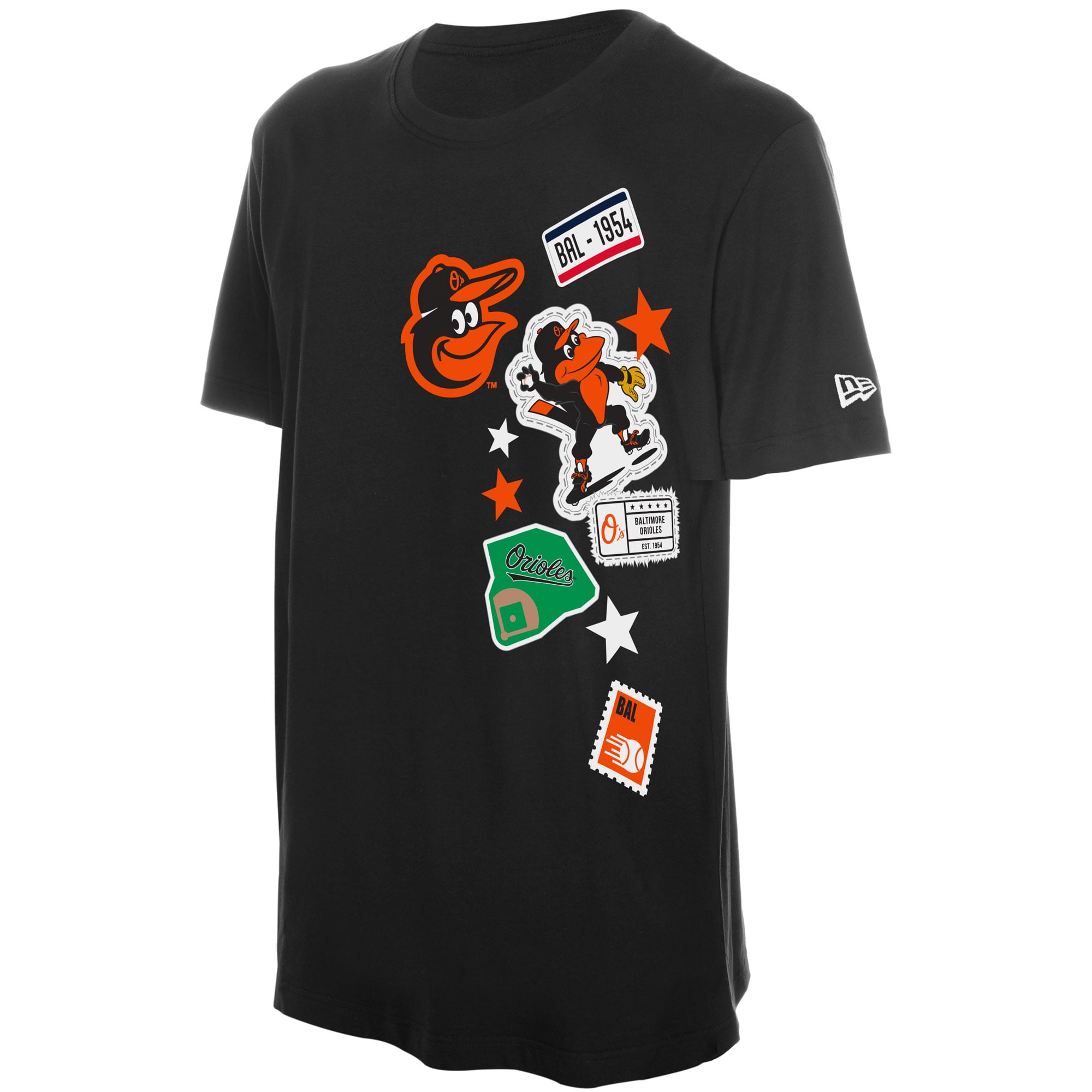 T-shirt New Era noir pour homme avec écusson des Orioles de Baltimore