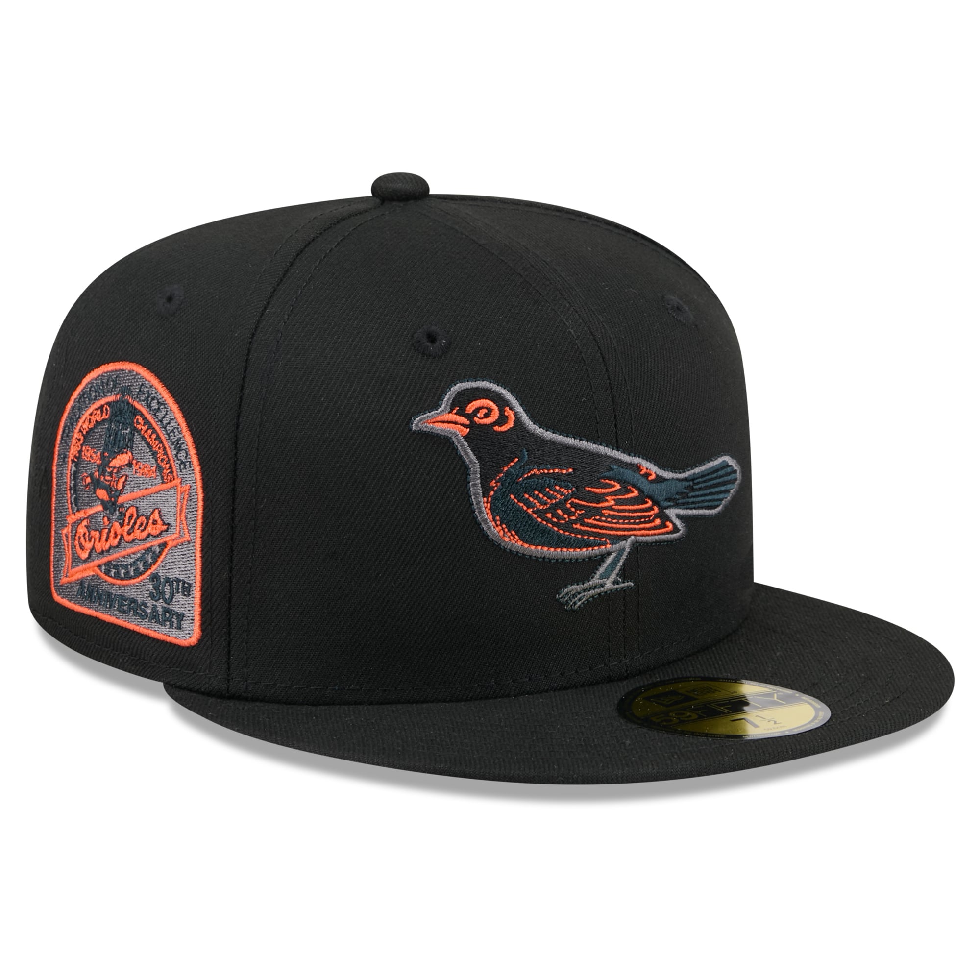 Casquette ajustée New Era 59FIFTY pour homme, noire, Baltimore Orioles.