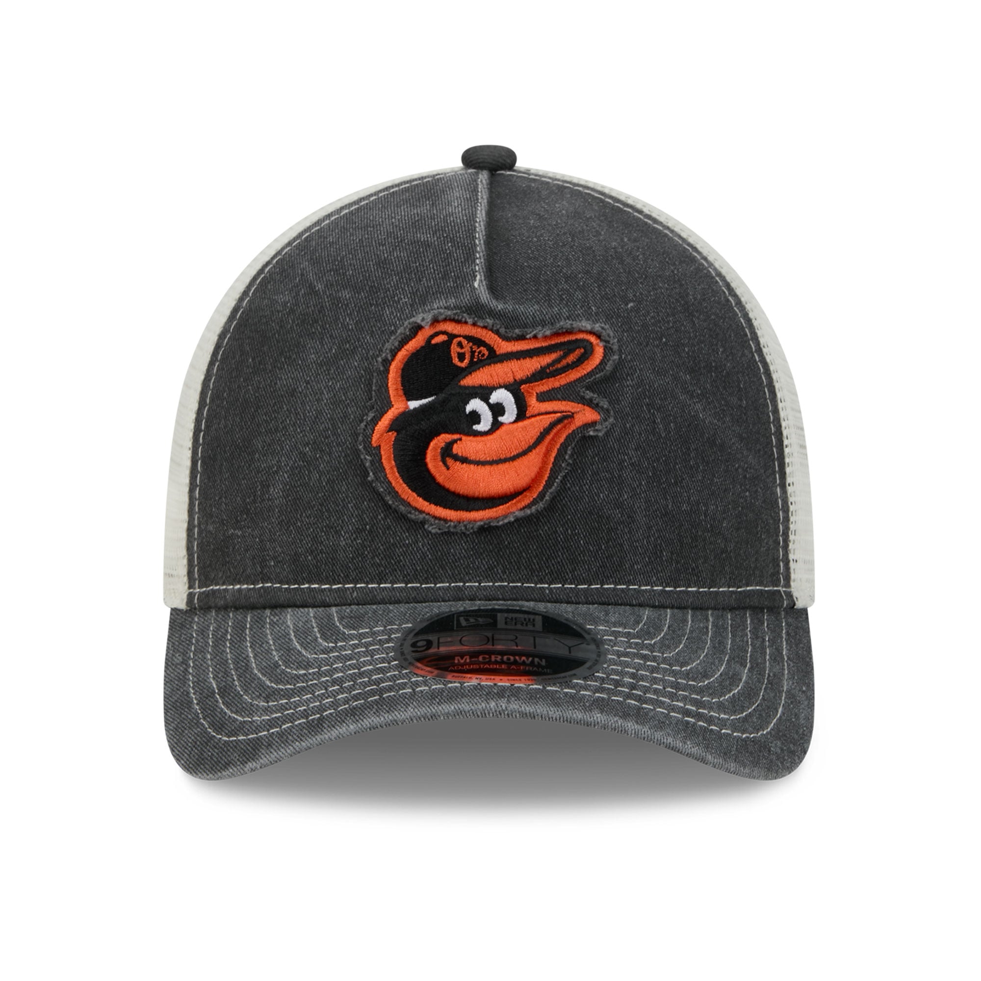 Men's New Era  Black Baltimore Orioles Fan 9FORTY A-Frame Trucker Adjustable Hat