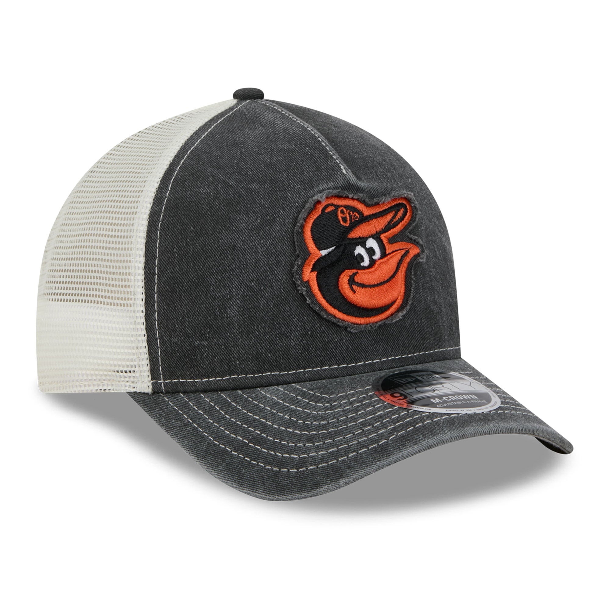 Men's New Era  Black Baltimore Orioles Fan 9FORTY A-Frame Trucker Adjustable Hat