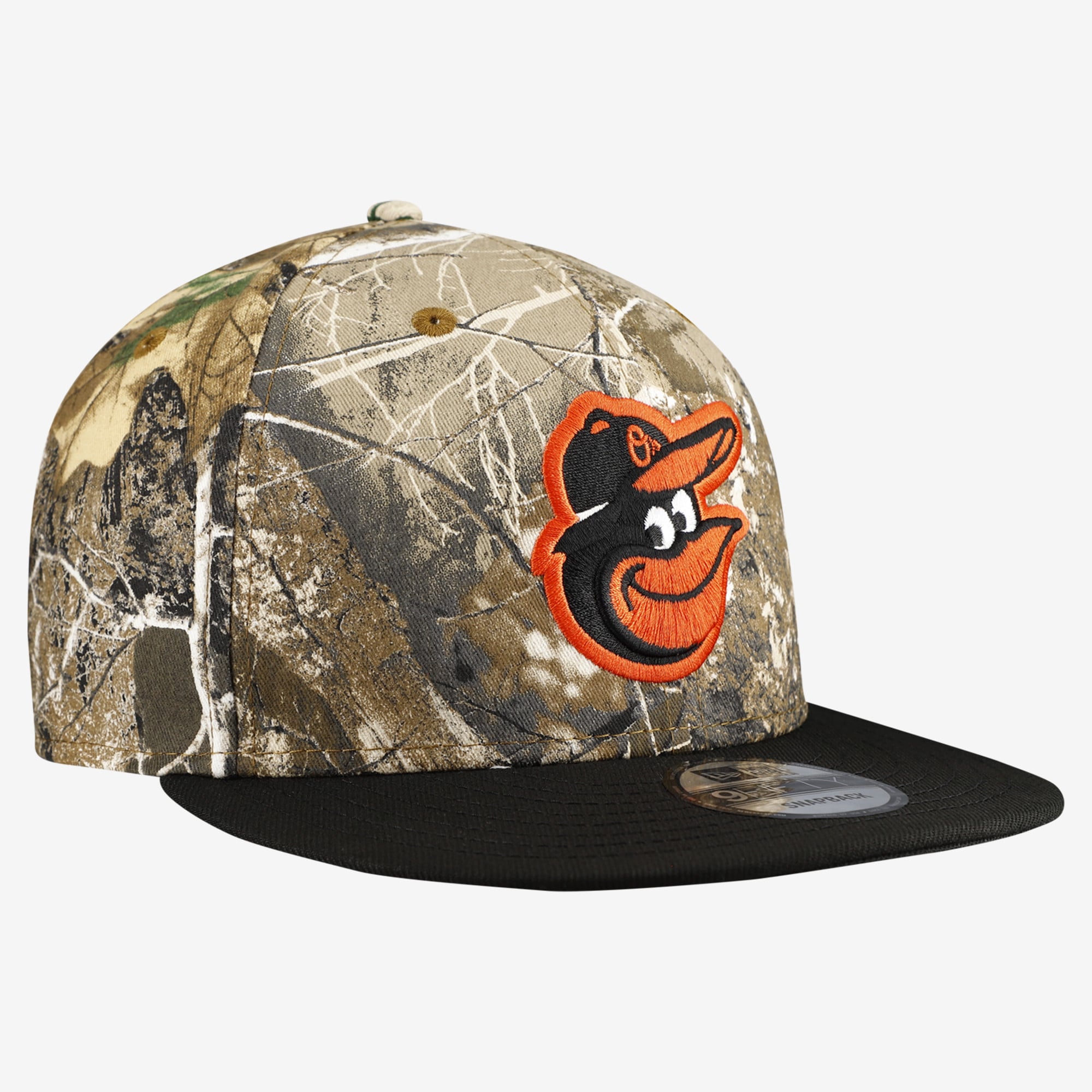 Casquette snapback New Era 9FIFTY camouflage Baltimore Orioles Realtree Orange Pop pour homme