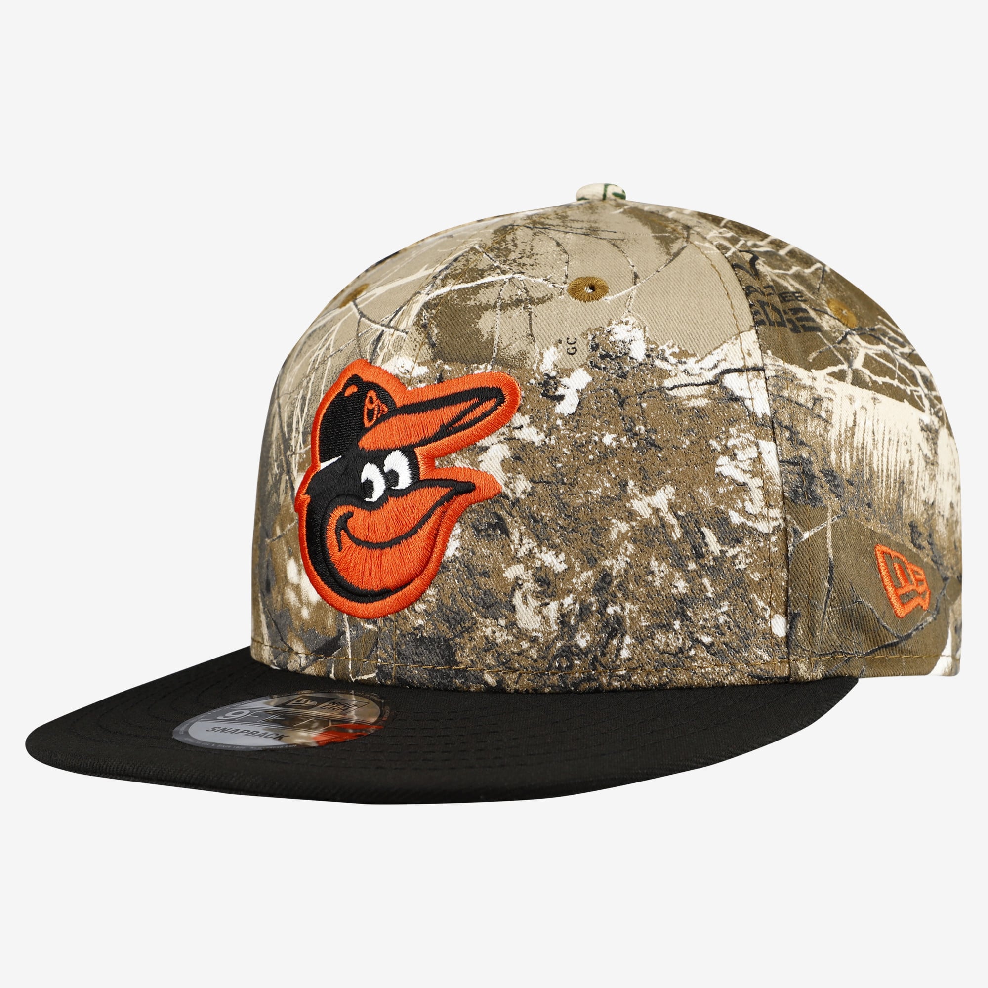 Casquette snapback New Era 9FIFTY camouflage Baltimore Orioles Realtree Orange Pop pour homme