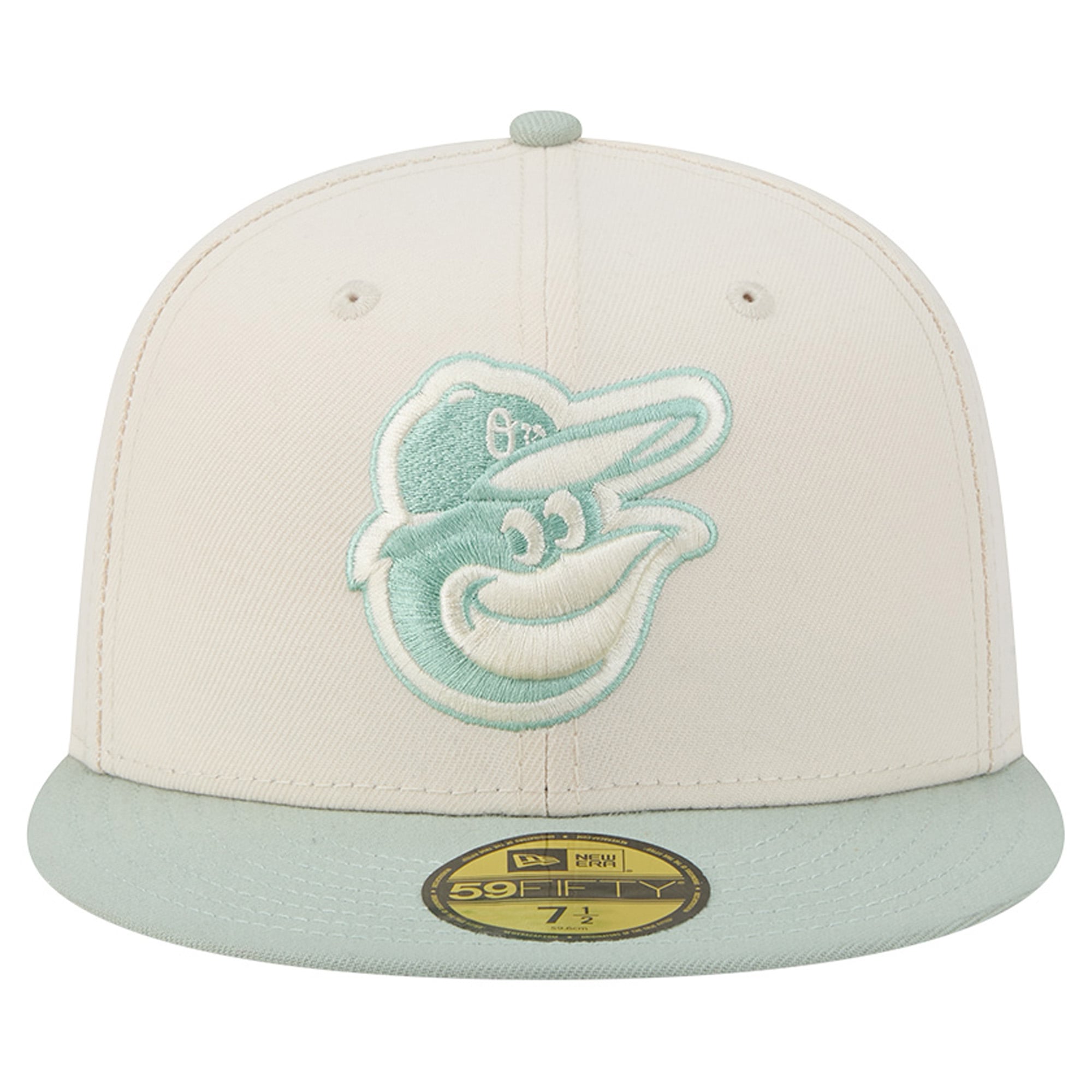 Casquette ajustée New Era 59FIFTY crème/verte Baltimore Orioles pour homme