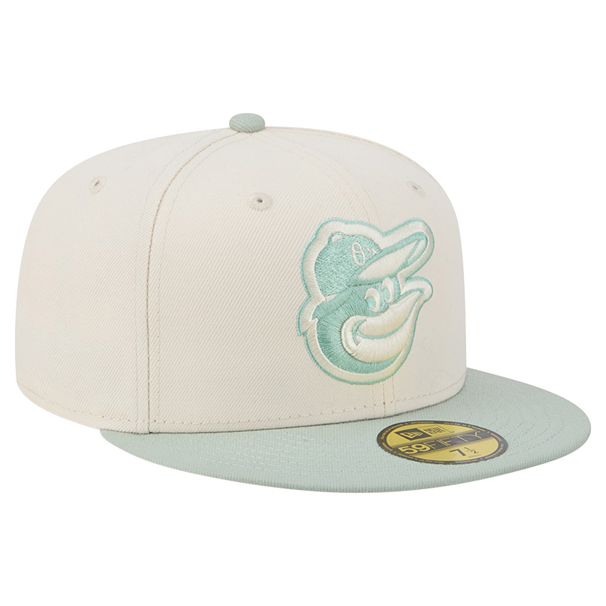 Casquette ajustée New Era 59FIFTY crème/verte Baltimore Orioles pour homme