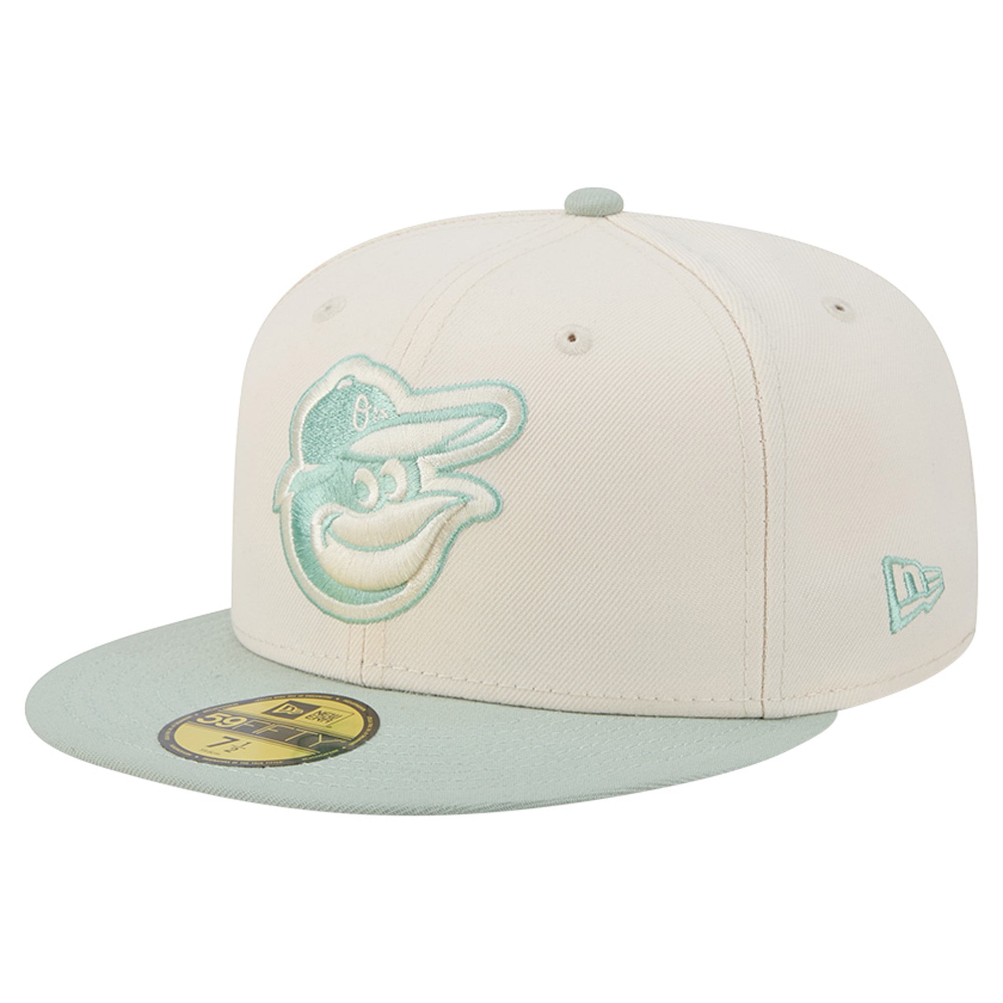 Casquette ajustée New Era 59FIFTY crème/verte Baltimore Orioles pour homme