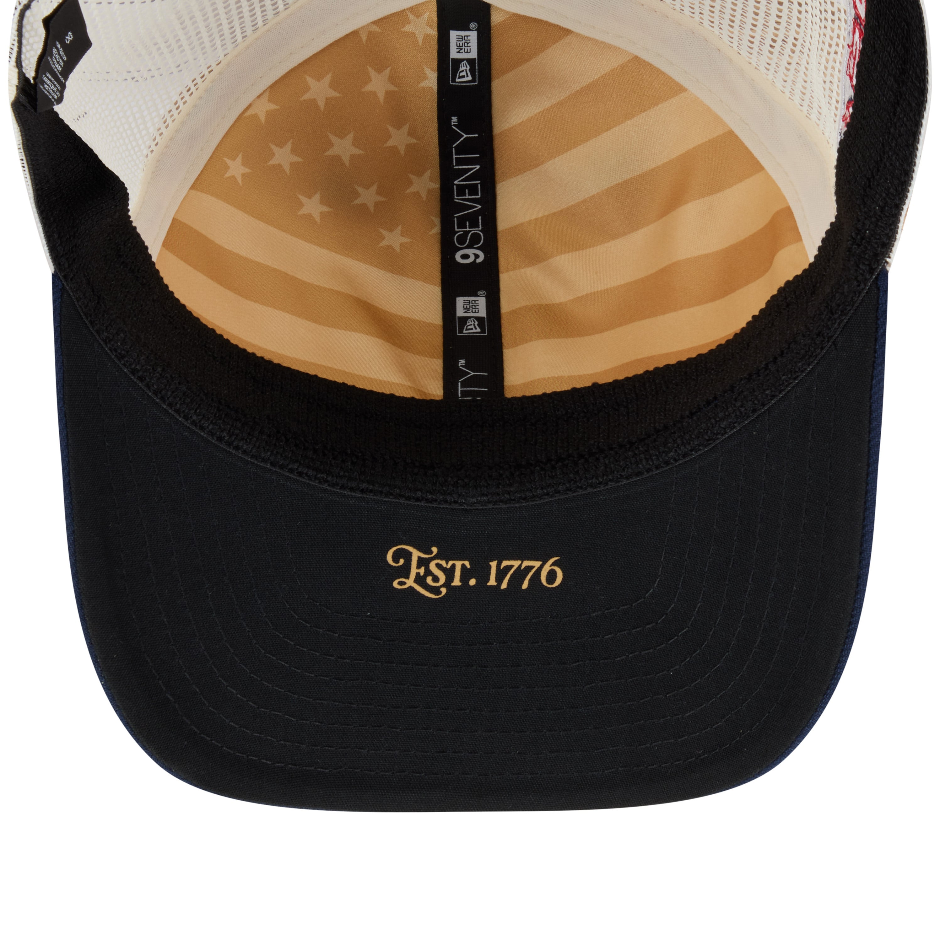Men's New Era Cream/Navy Baltimore Orioles USA 250 Fourth of July 9SEVENTY Adjustable Trucker Hat