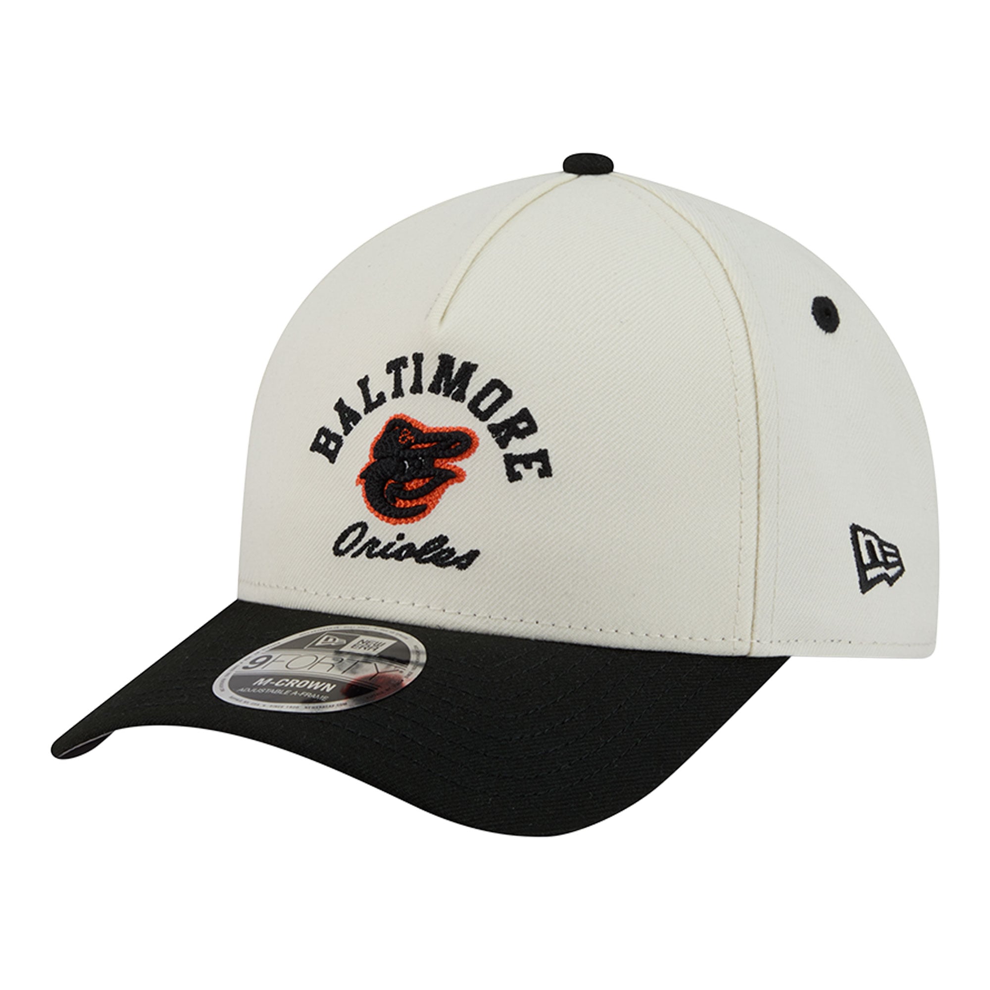 Men's New Era Natural/Black Baltimore Orioles Arch 9FORTY A-Frame M-Crown Adjustable Hat