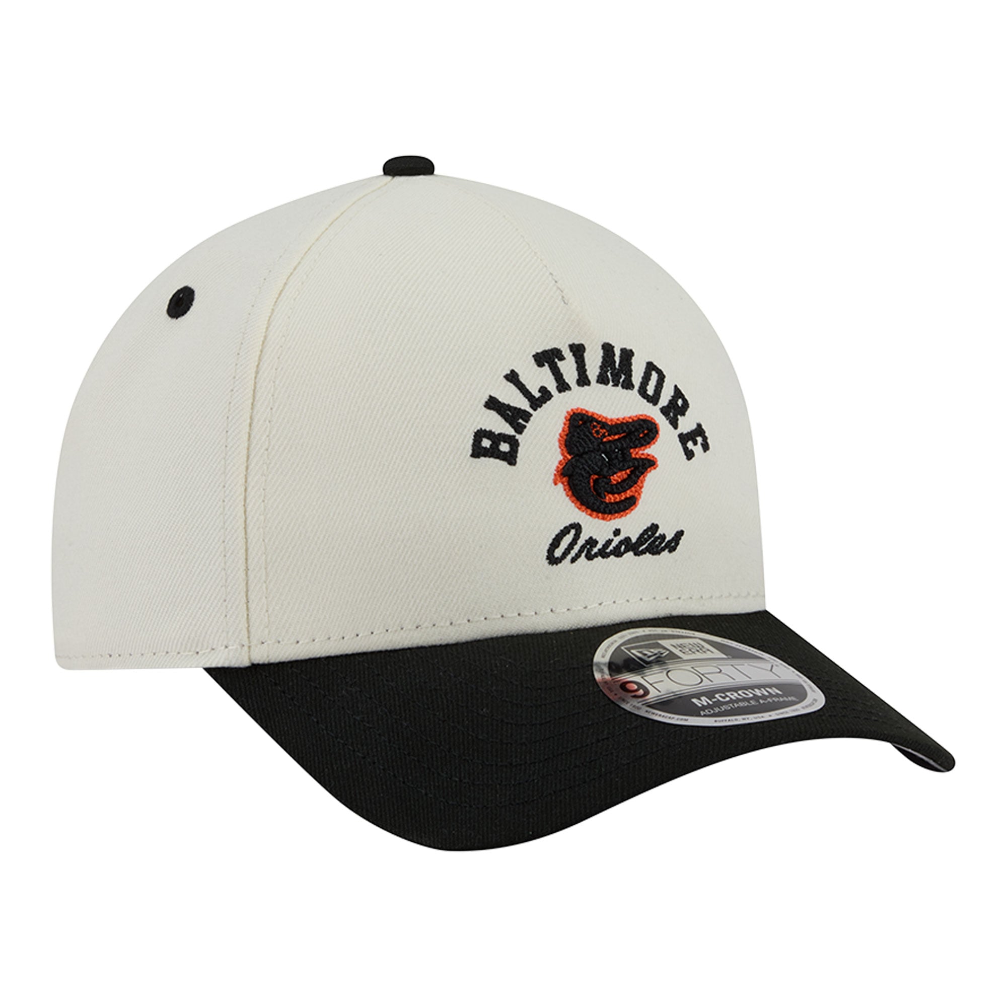 Men's New Era Natural/Black Baltimore Orioles Arch 9FORTY A-Frame M-Crown Adjustable Hat