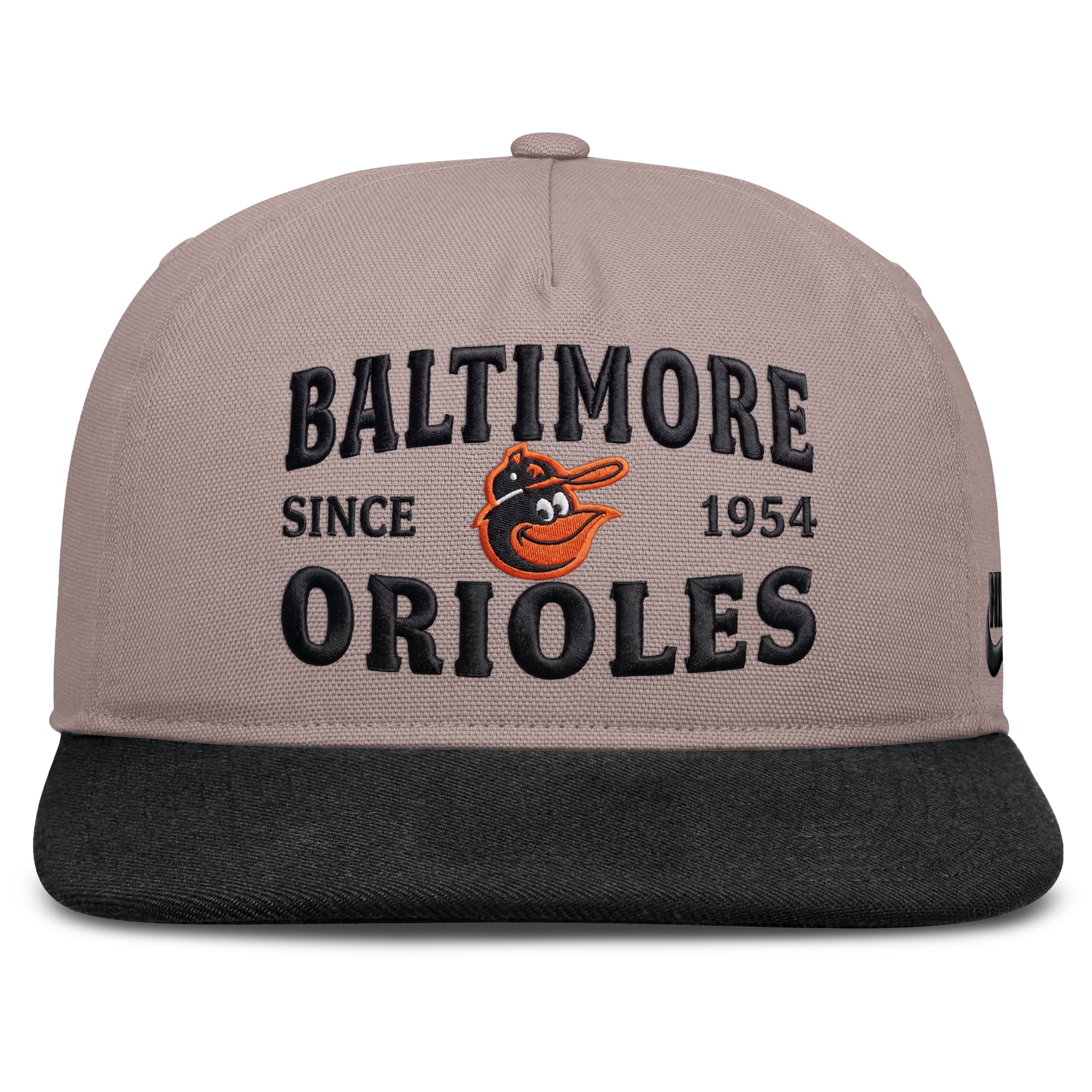 Casquette ajustable Nike pour homme, marron clair/noir, Baltimore Orioles Cooperstown Pro, 5 panneaux