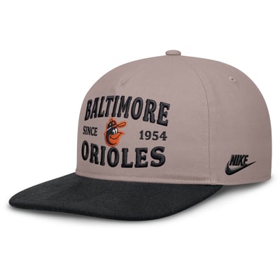 Baltimore Orioles Nike Pro A-Frame Adjustable Hat - Light Brown/Black
