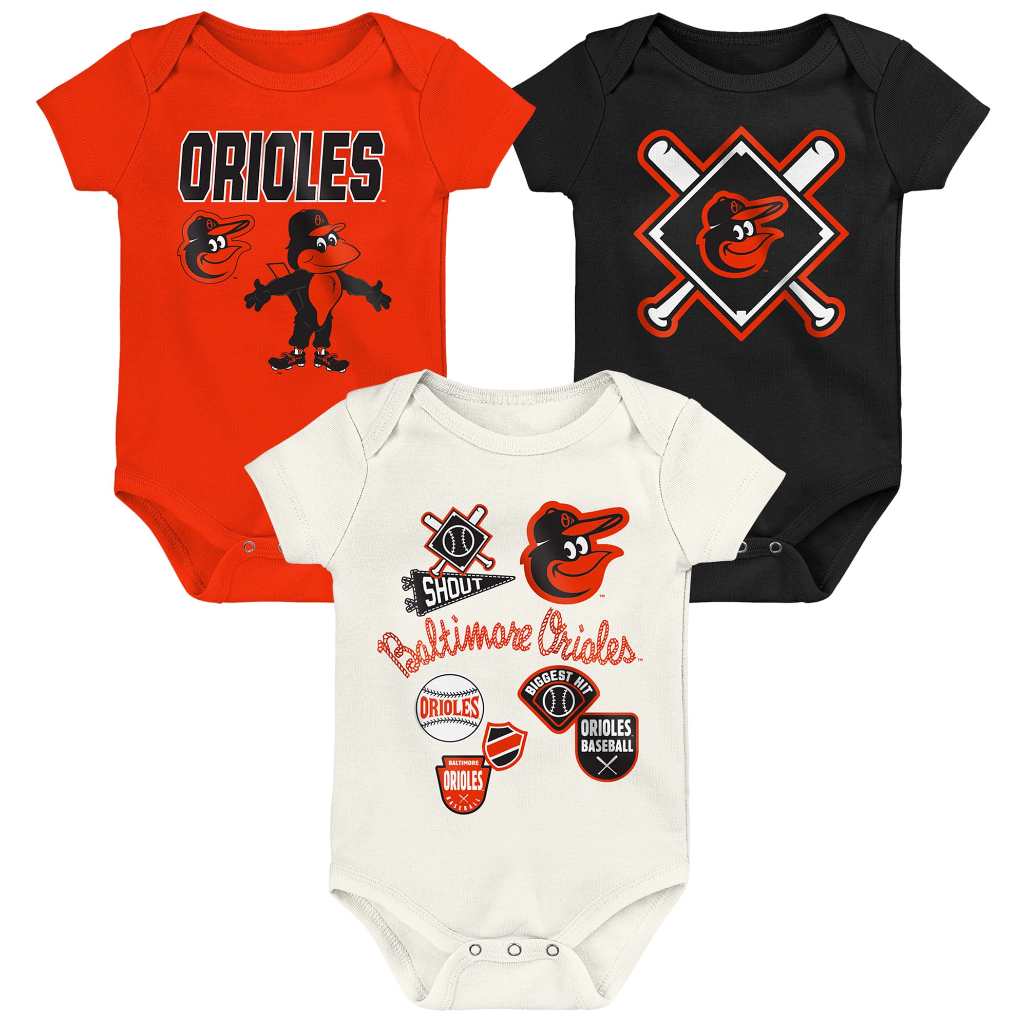 Ensemble de body 3 pièces Outerstuff pour nouveau-né Baltimore Orioles Home Plate