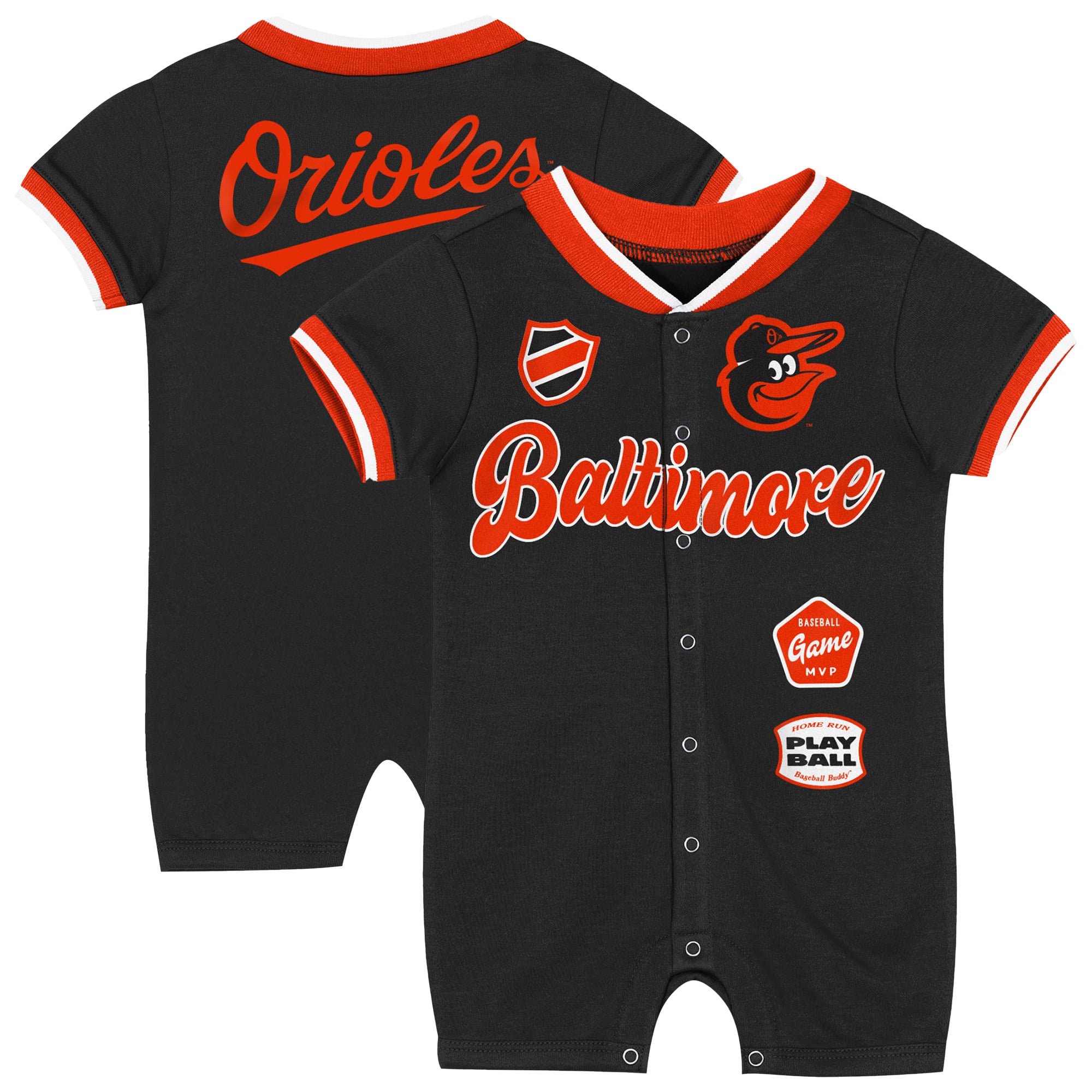 Grenouillère à pinces noire Outerstuff pour nouveau-né, motif Orioles de Baltimore