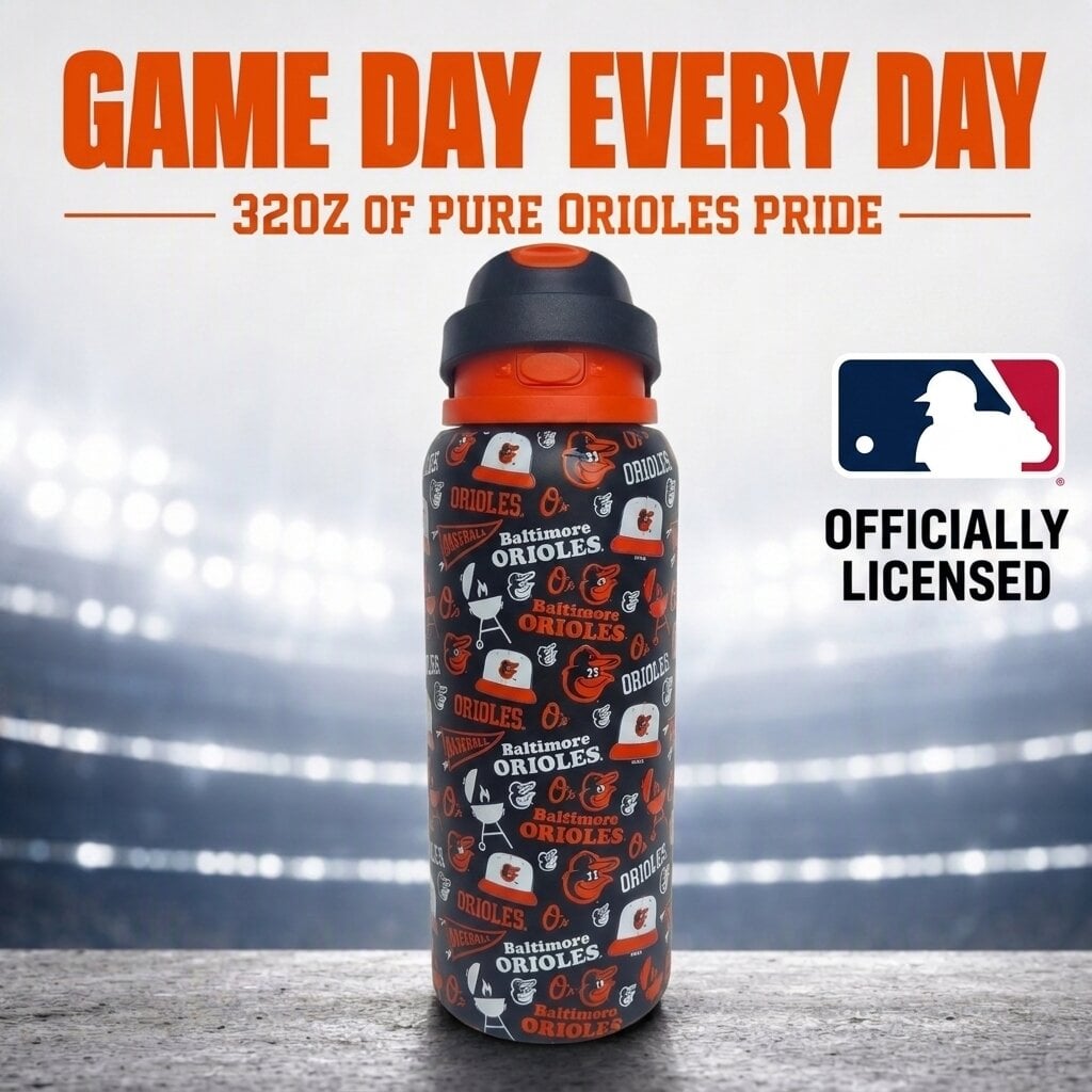 Pegasus Baltimore Orioles 32oz. Game Day Pennant Stainless Steel ProPress Water Bottle